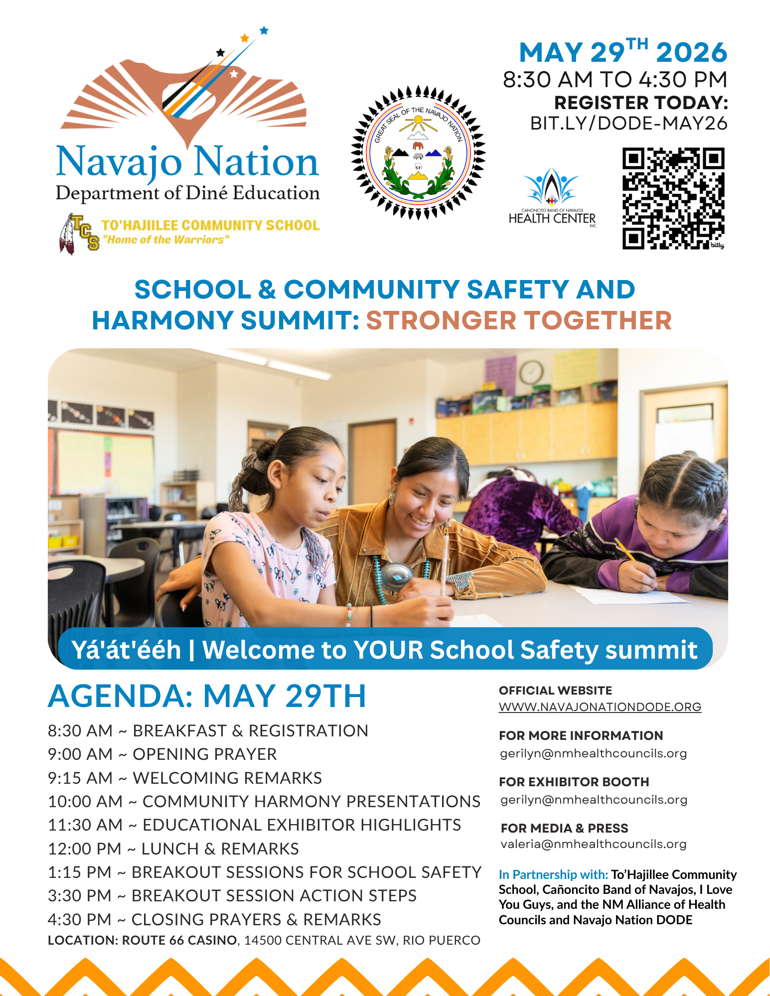 School & COMMUNITY Safety & HARMONY Summit: Stronger Together To’Hajilee! 