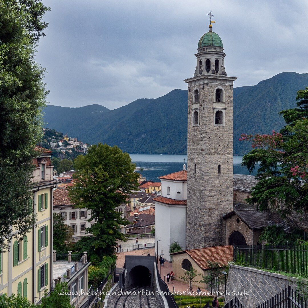 On this day in 2019 , we camped by Lake Lugano and caught the train into the City. Lugano is Swiss by nationality but Italian in Culture. #lugano #switzerland #motorhome