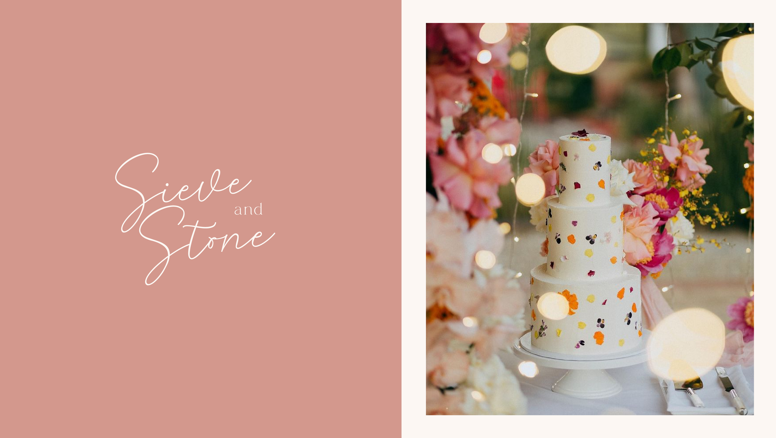 Sieve & Stone Wedding Cake Branding