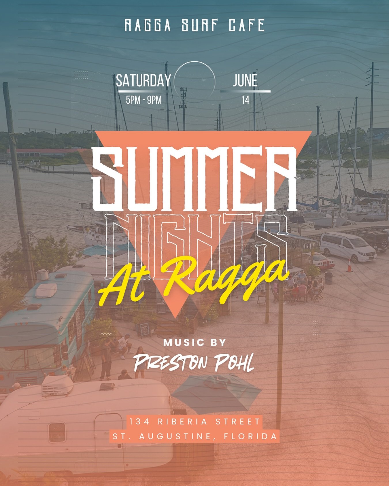 Join us in St. Augustine here at Ragga this Saturday, 6/14, from 5pm-9pm for an unforgettable evening! Savor our signature coffee, ice cream, chef's favorite tacos, and famous house-made guac. 

Plus, enjoy live music from the talented @prestonpohl 
