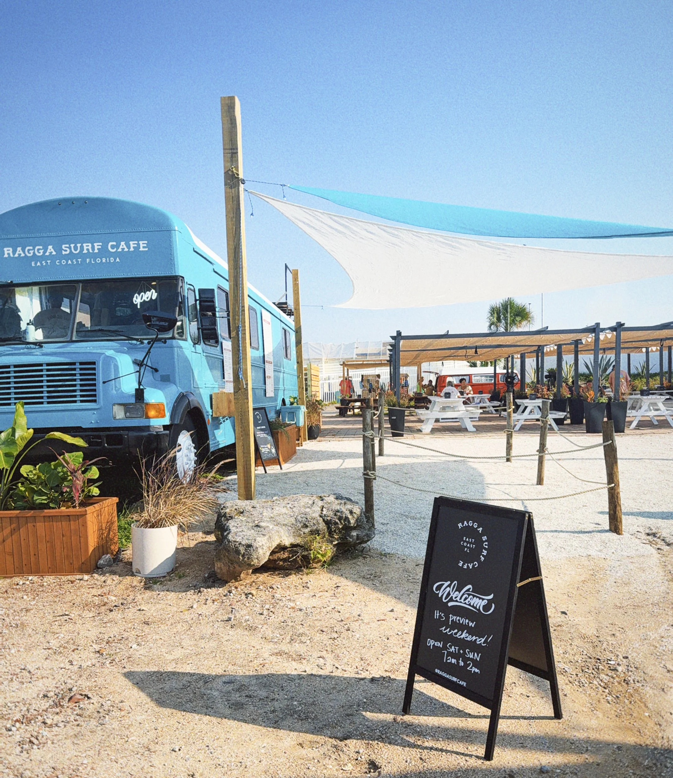 Ragga Surf Cafe is open for scratch made breakfast and lunch. Oceanfront views inside of Marineland Dolphin Adventure