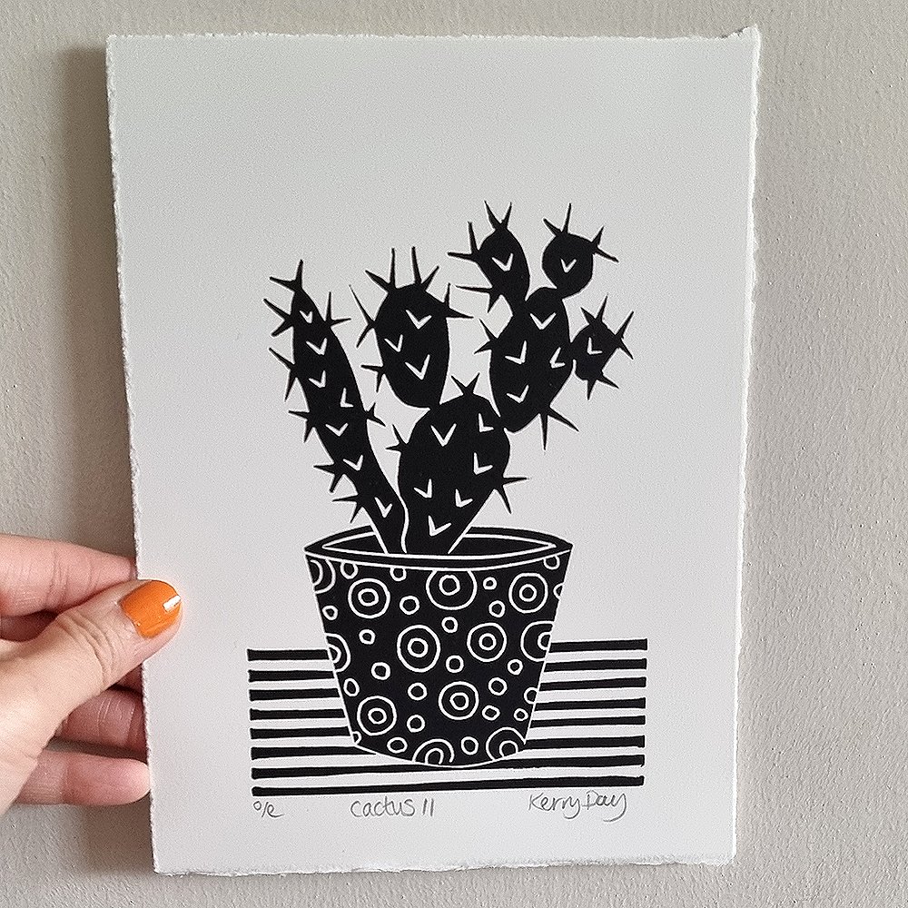 Cactus II Lino Print  Kerry Day Arts