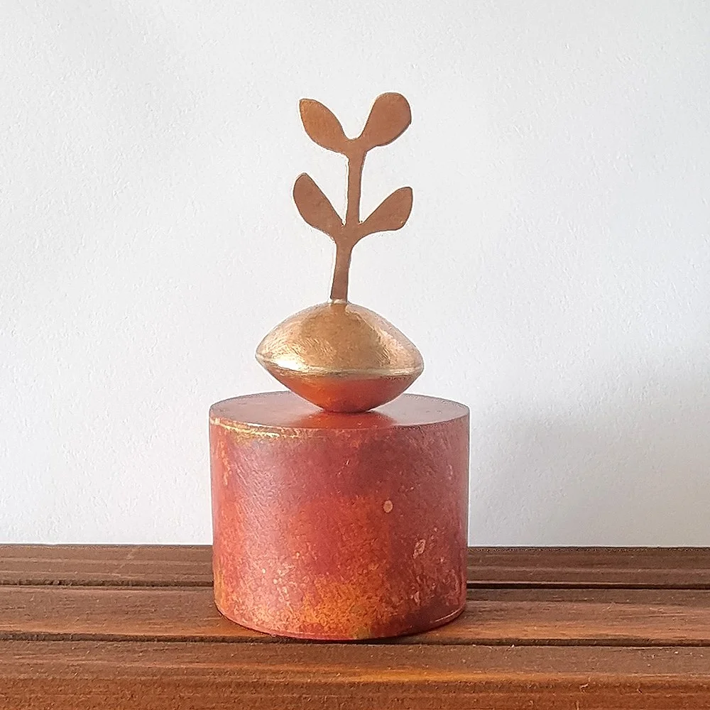 Rooted Riches: Elegant Copper Money Tree with Plinth  Kerry Day Arts