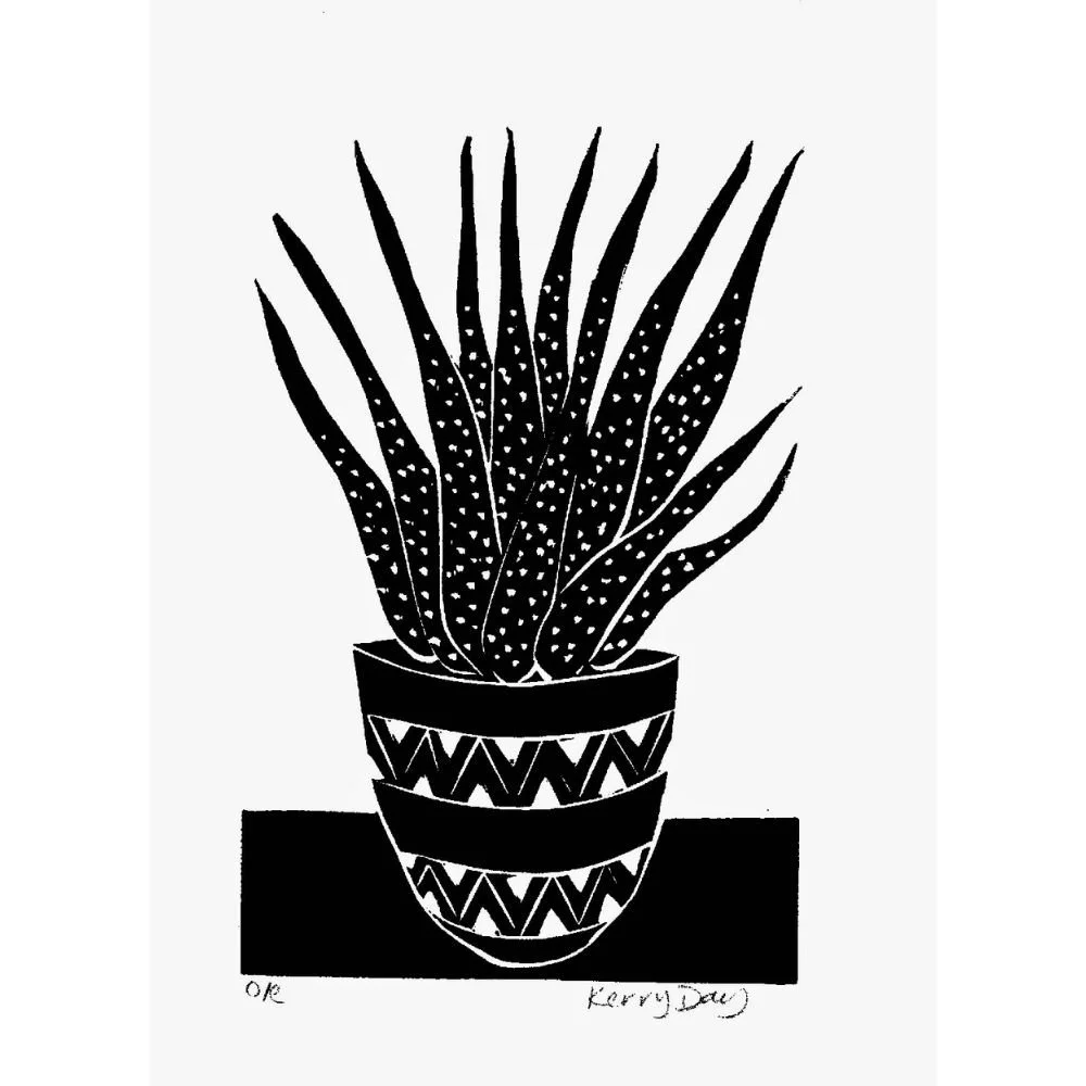 Kerry Day Arts Spoky Succulent Black and White Lino Print.jpg