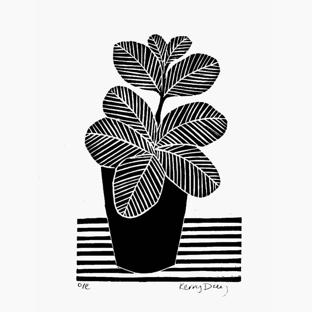 Kerry Day Arts Fittonia Plant Black and White Lino Print.jpg