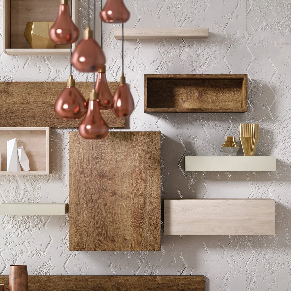 Kronospan K090 PW - Bronze Expressive Oak Library Shelf