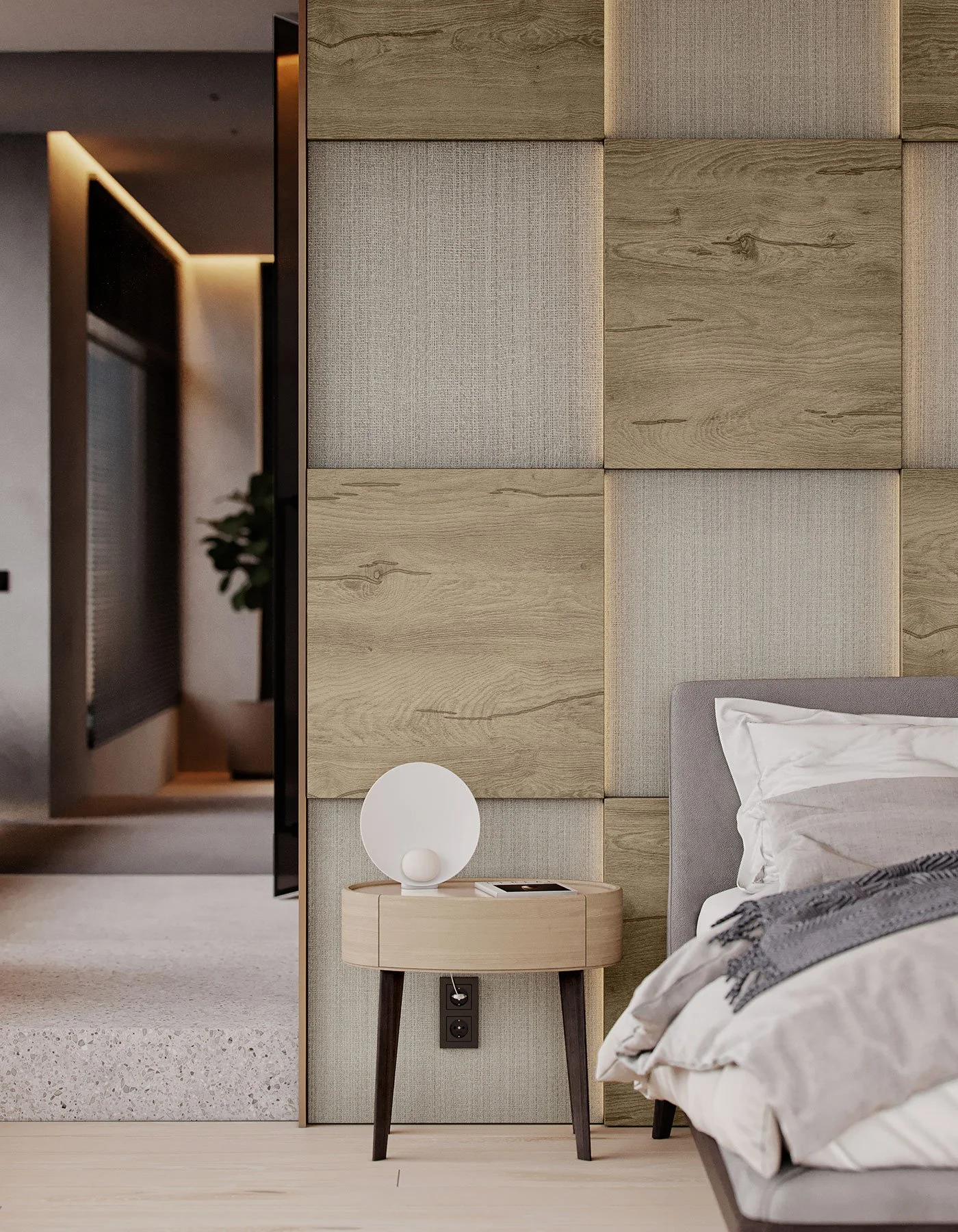 Kronospan K541 PN - Greige Tessea Bedroom Decorative Wall Panel