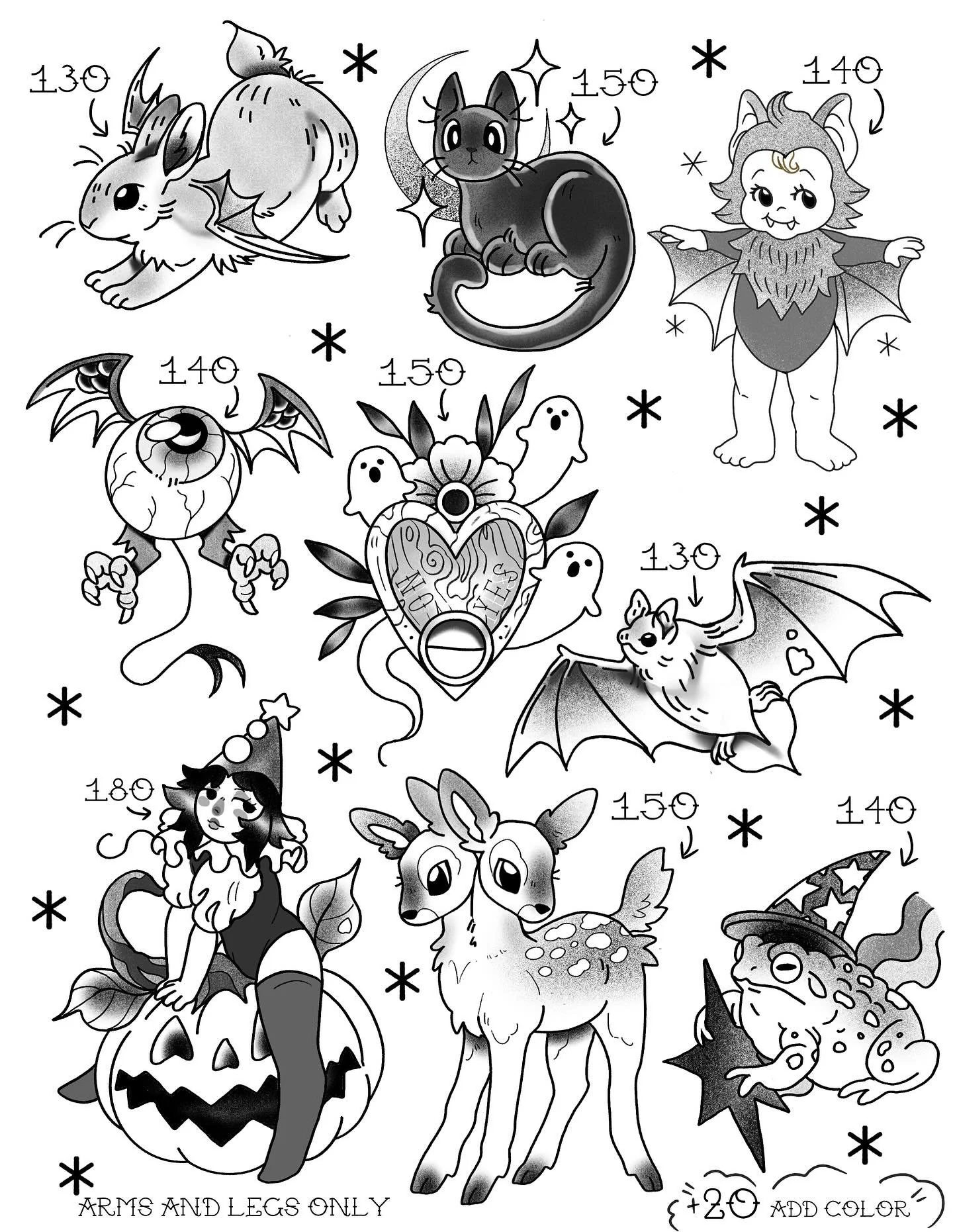 Halloween flash for our flash event this Saturday the 11th! Come get some fun tattoos @nonametattoomi check out the shop&rsquo;s page for more info!