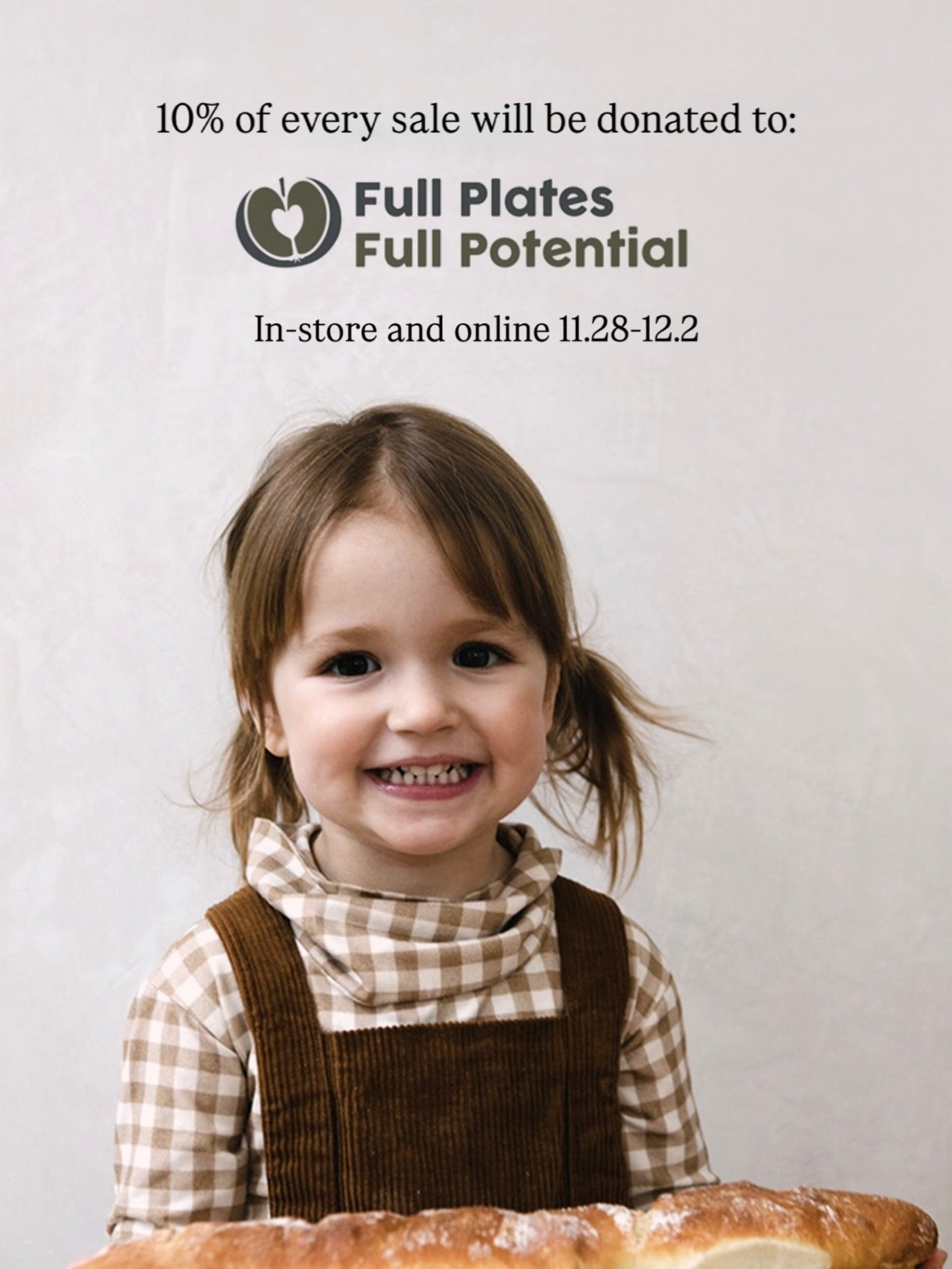 Just a reminder that we will be donating 10% OF ALL TRANSACTIONS both in-store at Ember and online at @mulxiply and @campfire.pottery to FULL PLATES FULL POTENTIAL @fullplatesfullpotential an organization dedicated to ending childhood food insecurity