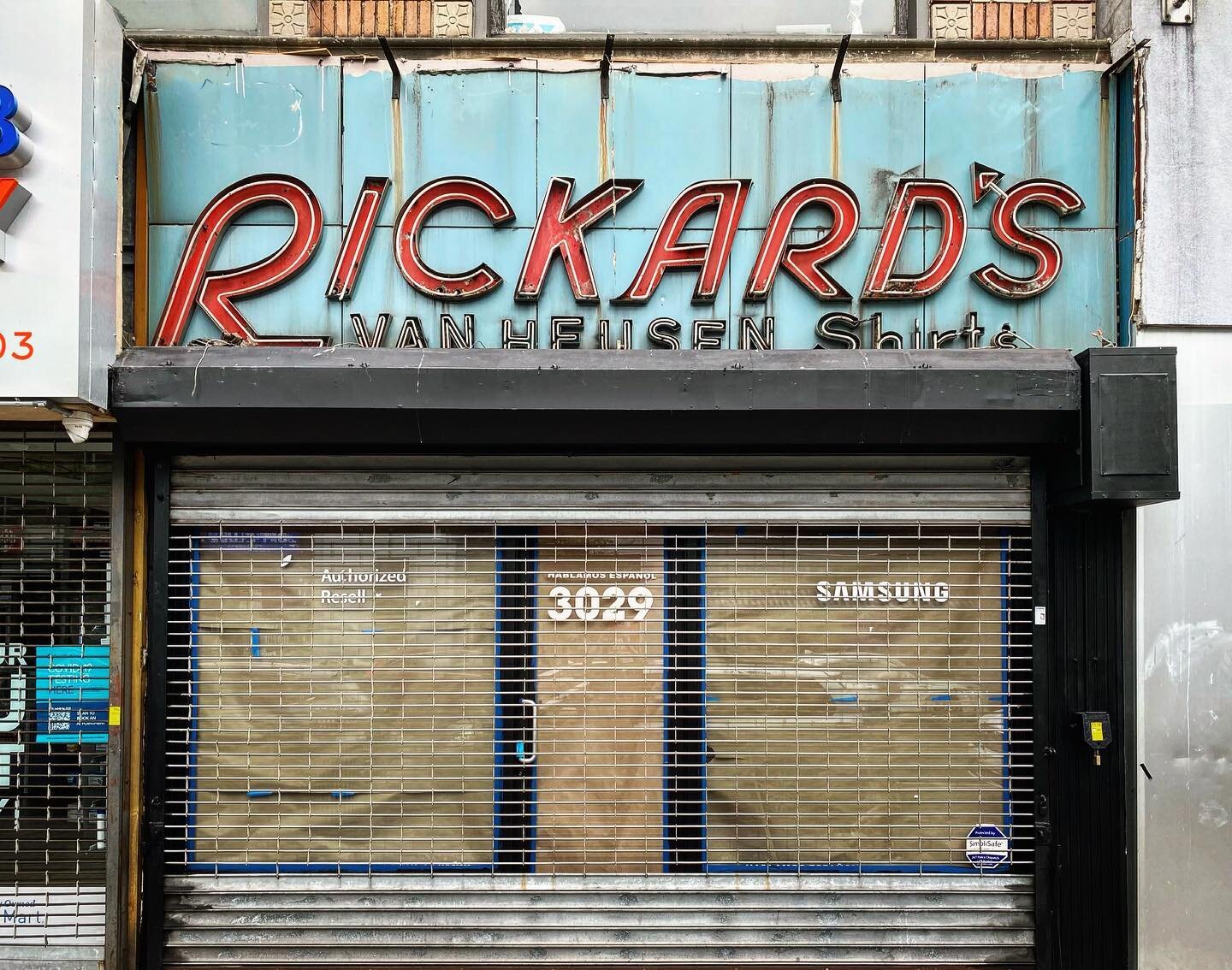 Recently uncovered on Steinway in Astoria, NY! This marvelous storefront from Rickard&rsquo;s is probably from the 50s or 60s, and seems to have lasted to the 70s. Not in the 1940 or &lsquo;80 tax photos, this one was very well preserved by future si