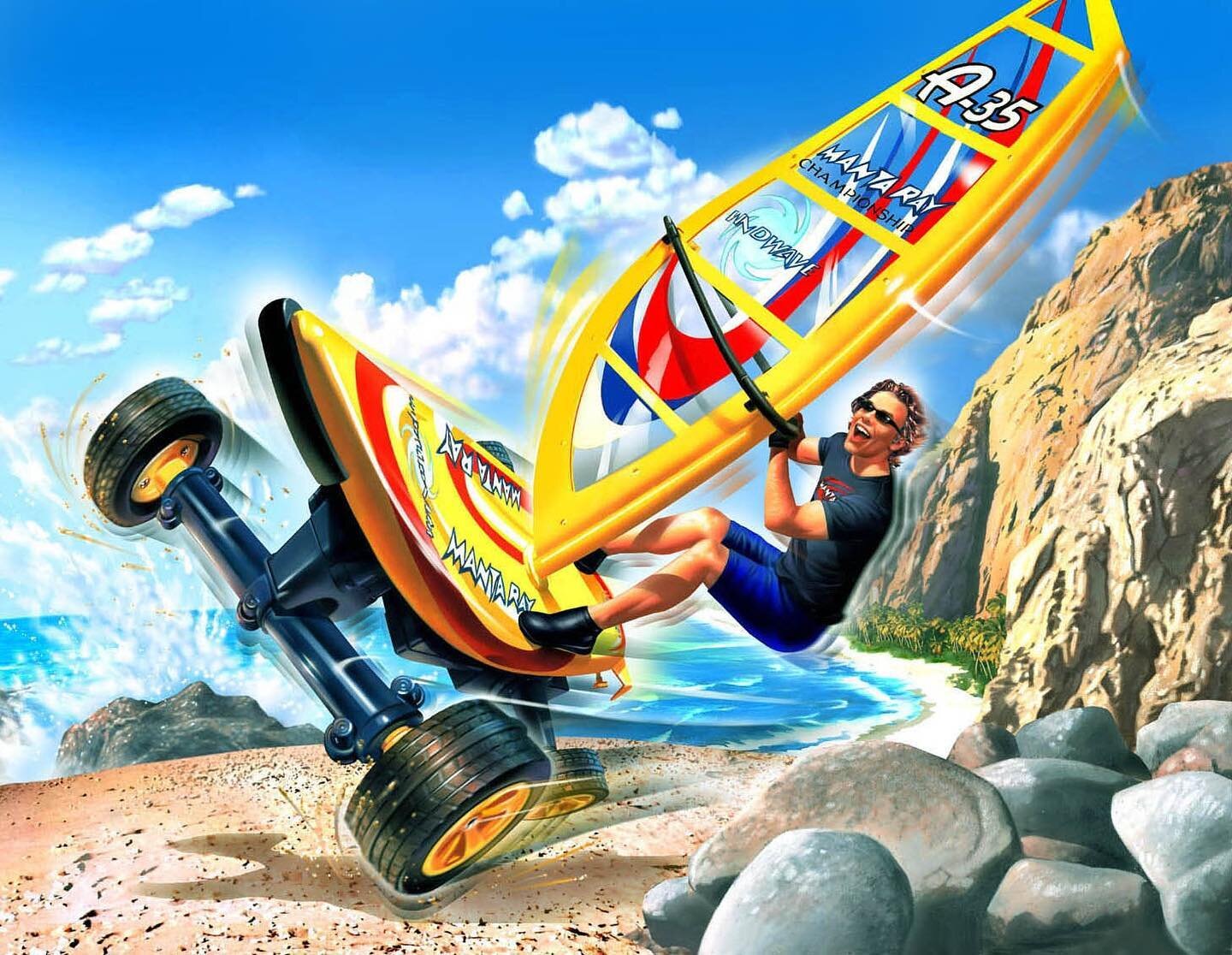 2001 Manta Ray remote controlled wind surfer with &quot;awesome wheelie action&quot; from #radioshack. If you had $59.99 back then you could &quot;pretend you're a wind surfer on the beach &mdash;taste the salty air... and astound the crowd with jaw-
