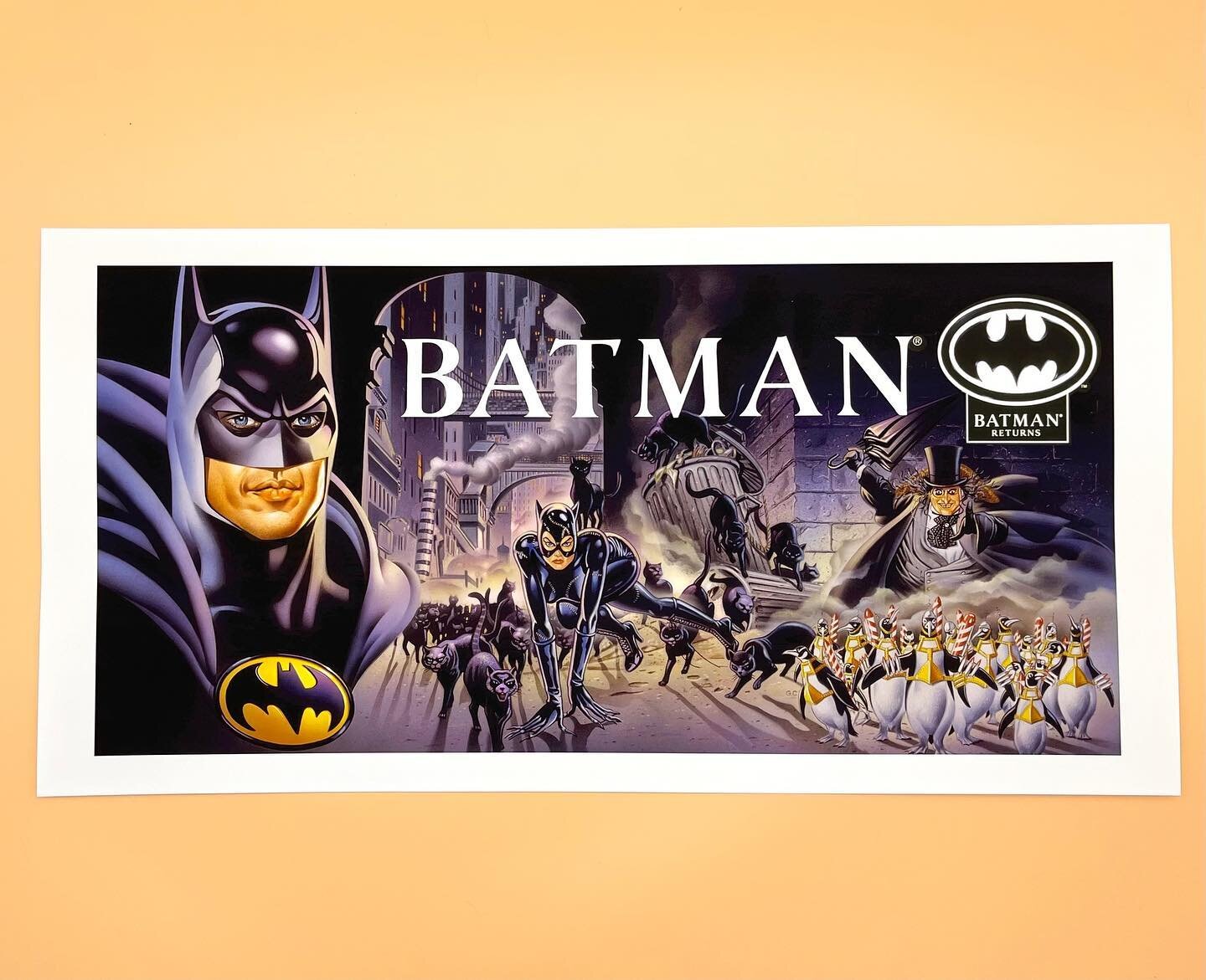 Batman Returns Limited Print For Sale! This print features the classic illustration from the cover of the official Batman Returns board game.⁠
⁠
It's a 12x24 high quality matte giclee art print. Limited to 200, signed and numbered original artist, Ga