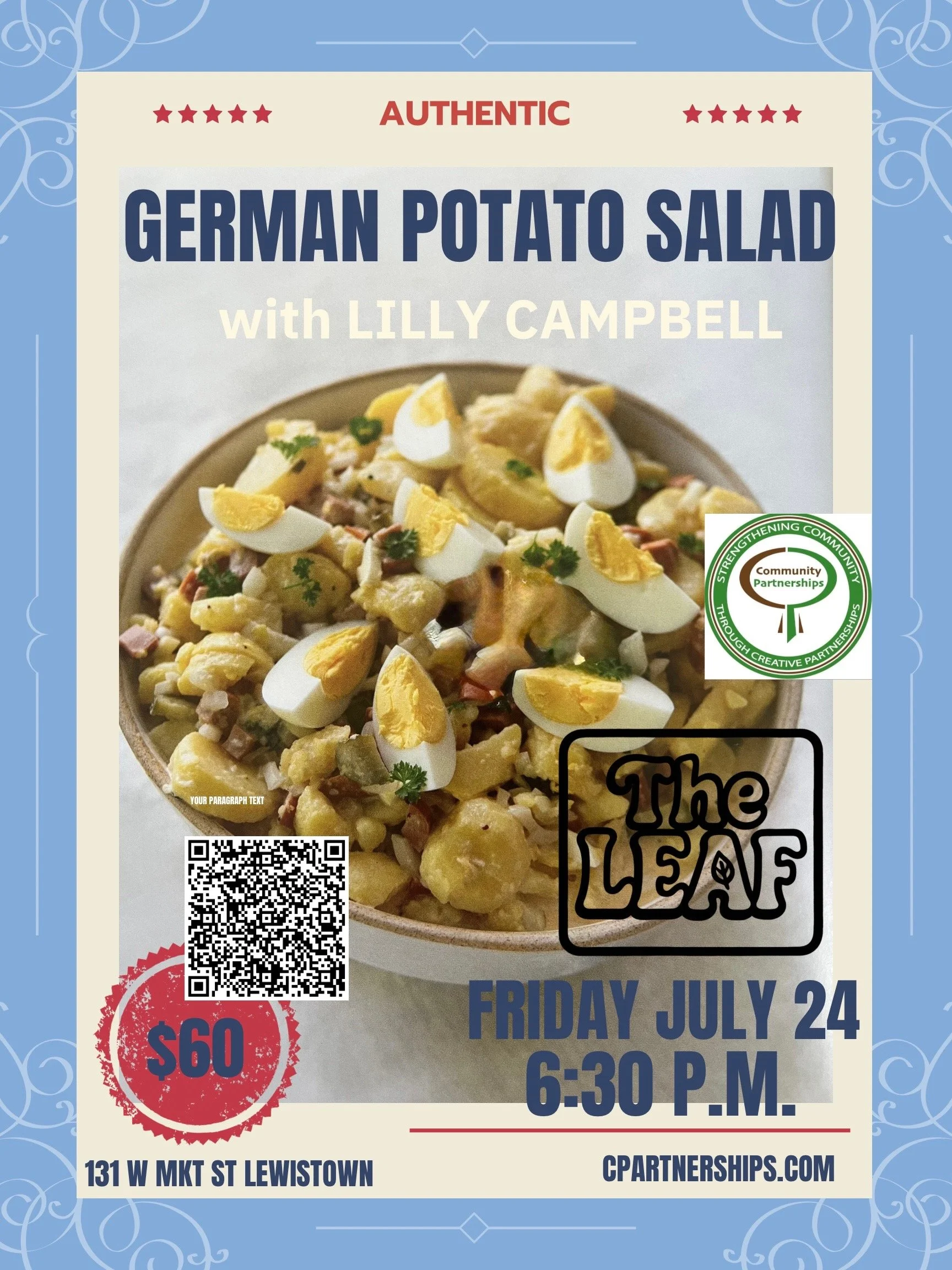 Authentic German Kartoffelsalat (Potato Salad) - July 24, 2026 - 6:30 p.m.