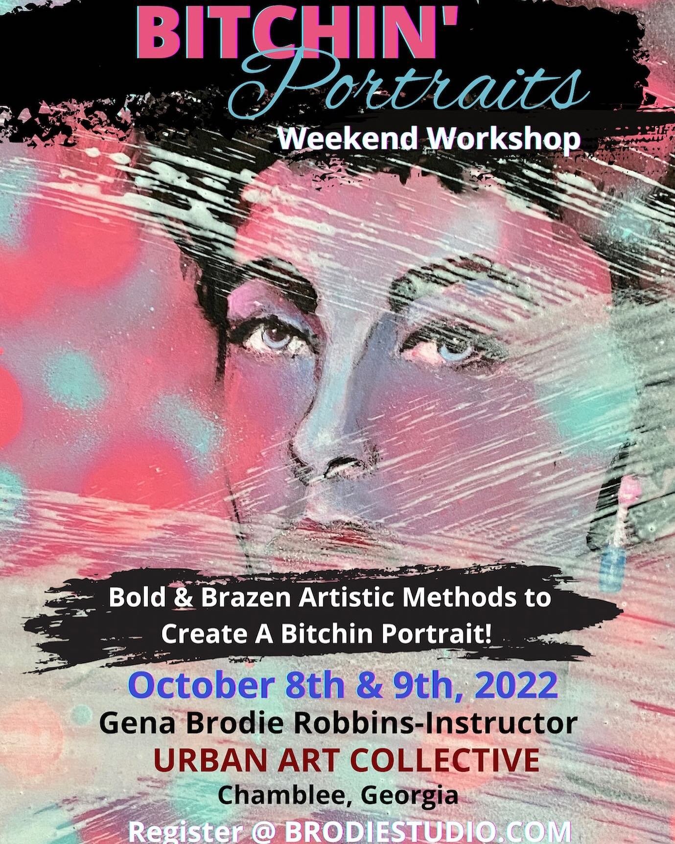 Bitchin&rsquo; Portraits Weekend Workshop! Inspired by my Resting Bitch Face Series&hellip;Yes! I have decided to offer this one of a kind weekend workshop Oct. 8th &amp; 9th at the Urban Art Collective. The cost is $285 and includes some materials. 
