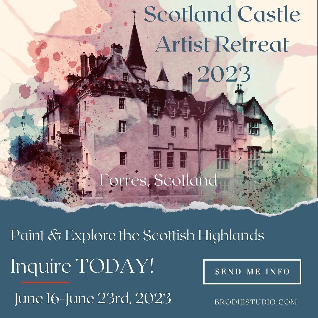 It&rsquo;s happening! Check out the artist retreat I am hosting in 2023! We had a blast in 2022&hellip; so I&rsquo;m heading it up again! Visit: https://brodiestudio.com/scotland-artist-retreat  to learn more!
.
.
.
#castleartistretreat #brodiecastle