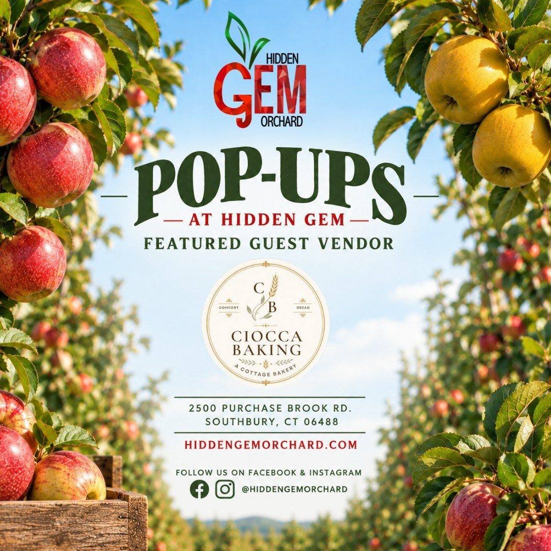 Join Us for the Ciocca Baking Pop-Up at Hidden Gem Orchard 

HGO is excited to welcome Tony Ciocca of Ciocca Baking as a guest vendor on Saturday, September 19 from 9 AM&ndash;2 PM!

Tony grew up in Eddy&rsquo;s Bake Shop in Ansonia, CT, his family&r