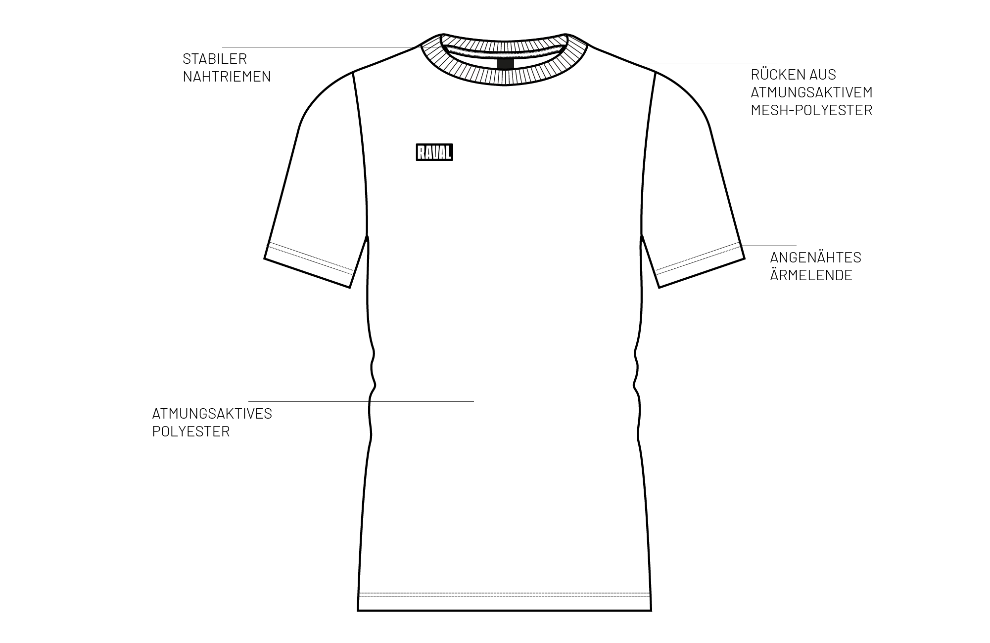 Trainingsshirt mit Rundhalskragen und angenähten Ärmelabschlüssen
