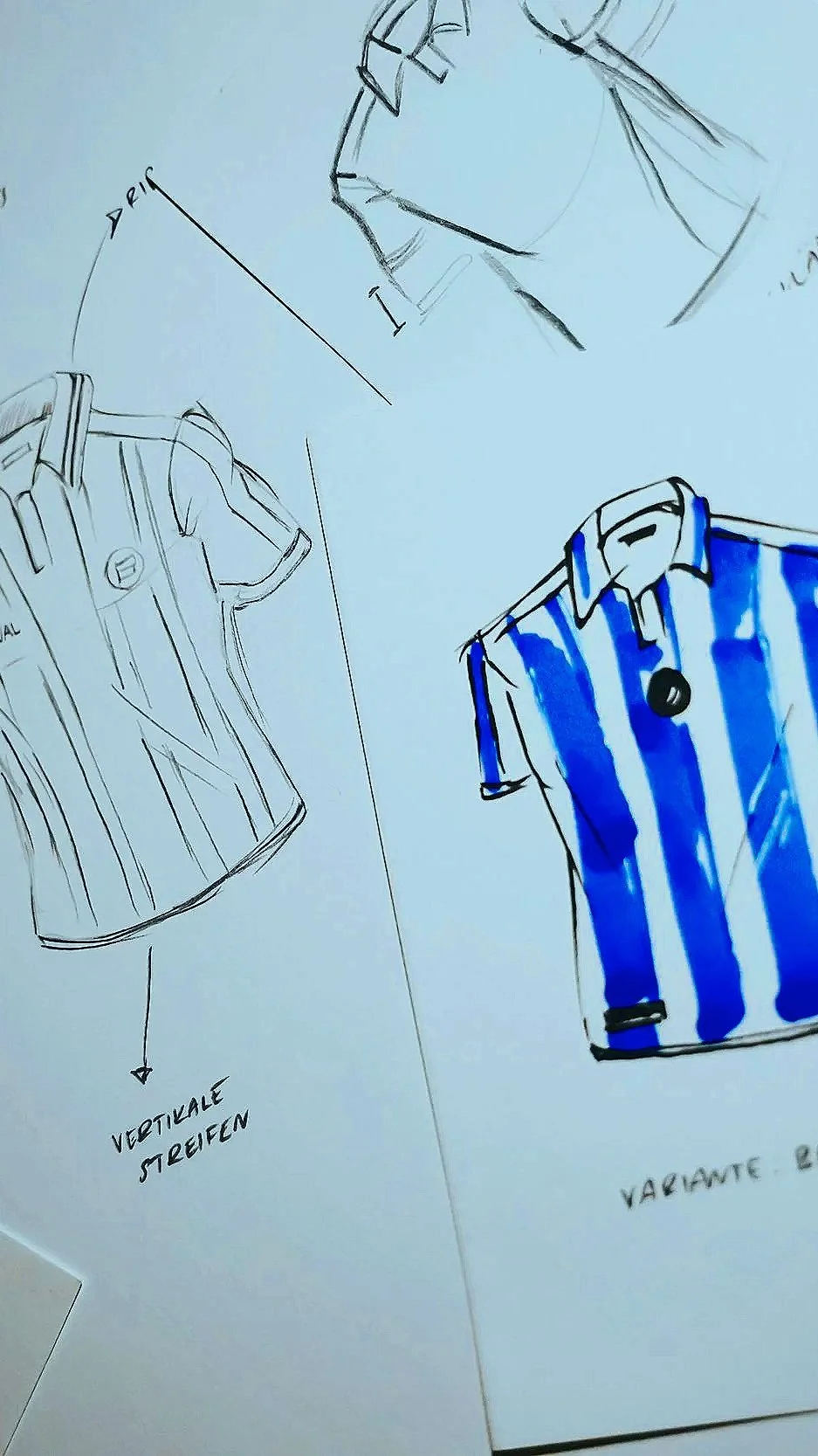 Zeichnung zur Gestaltung eines individuellen Teamtrikots mit Streifen