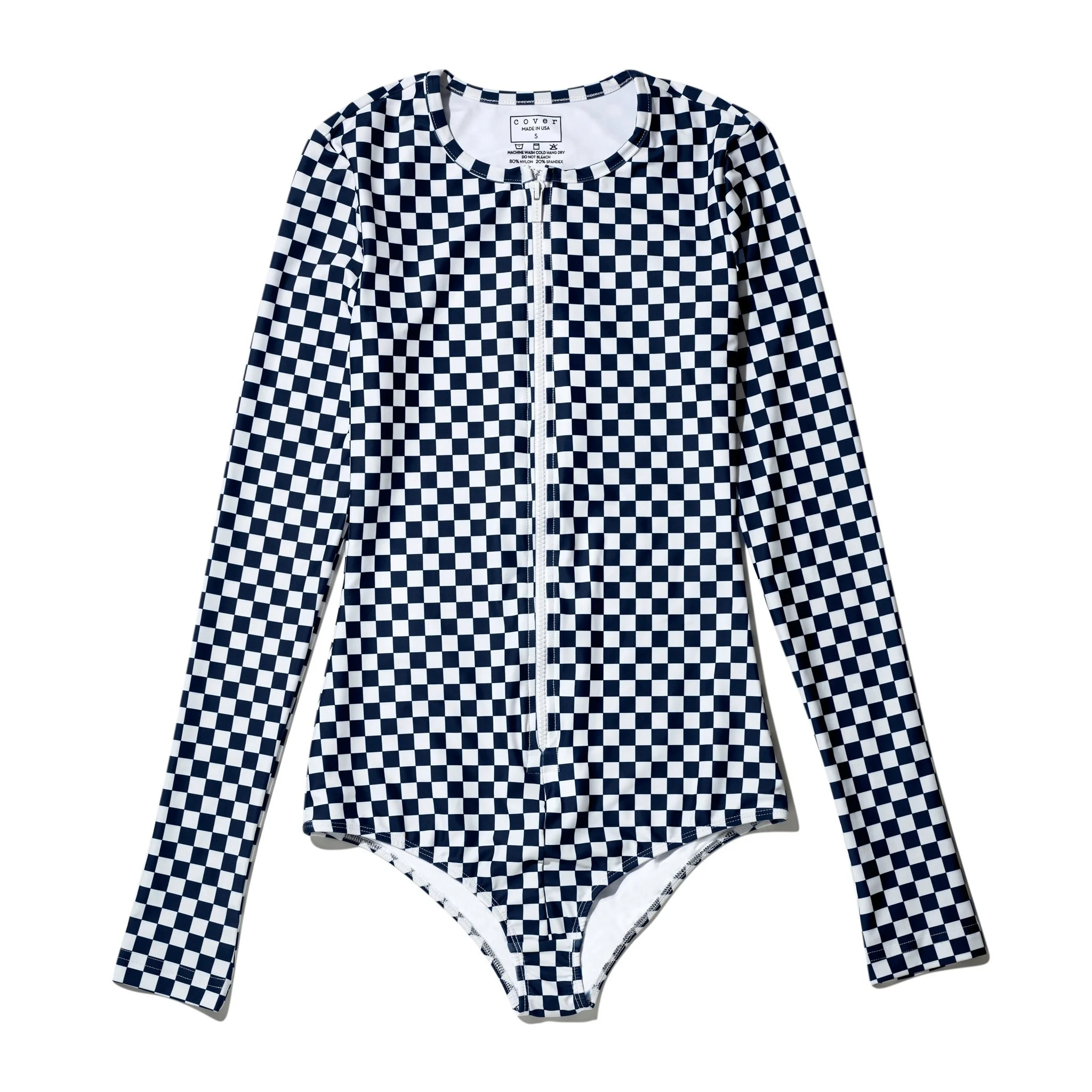 Long-Sleeved Front Zip Swimsuit / $240