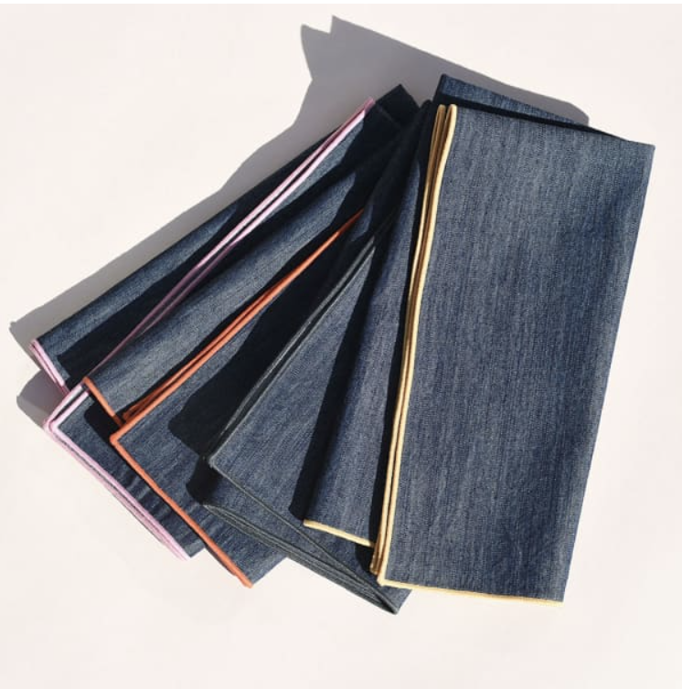Rainbow Denim Napkins / $66