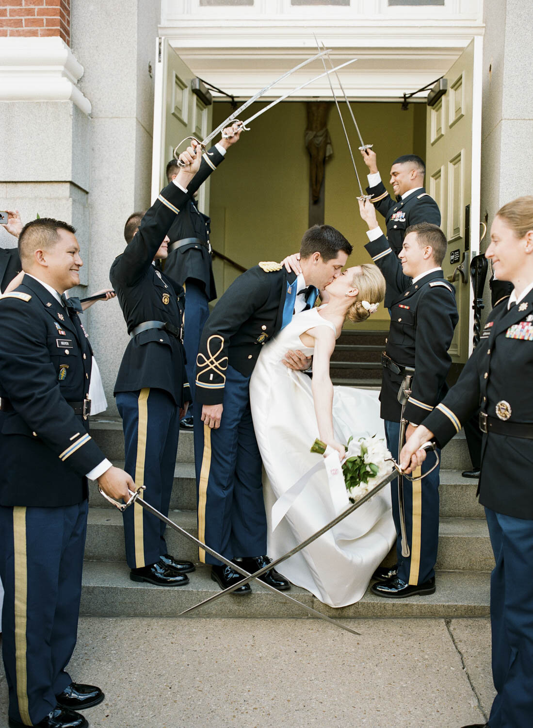 Baltimore church wedding with military sword arch