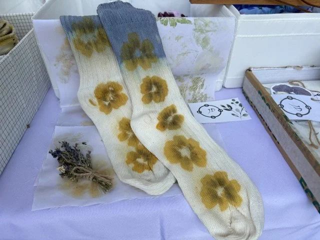 Naturally Dyed Reworked Cotton Socks - Unbleached cotton
