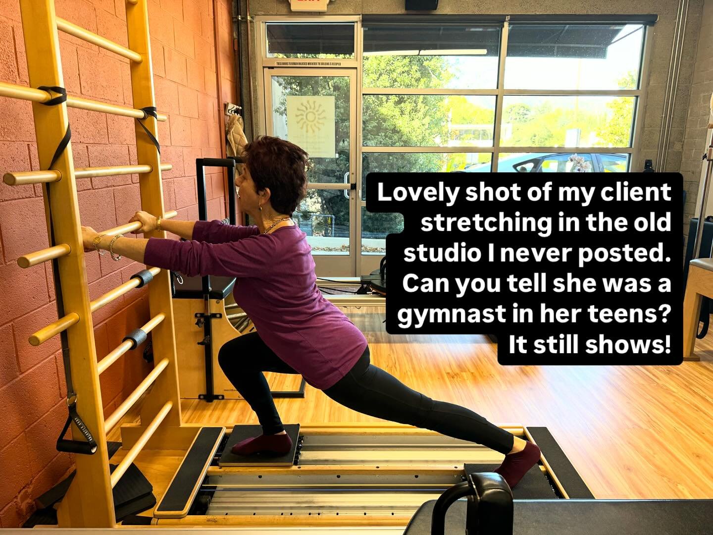 From the &lsquo;old&rsquo; studio! ( A week ago it became the old studio- lol). Such beautiful form! 

#stretch #stretching #pilates  #pilateslovers  #pilatesinstructor 
#montrosepilates ##corealigntraining #corealign #pilatesforover50 #pilatesforove