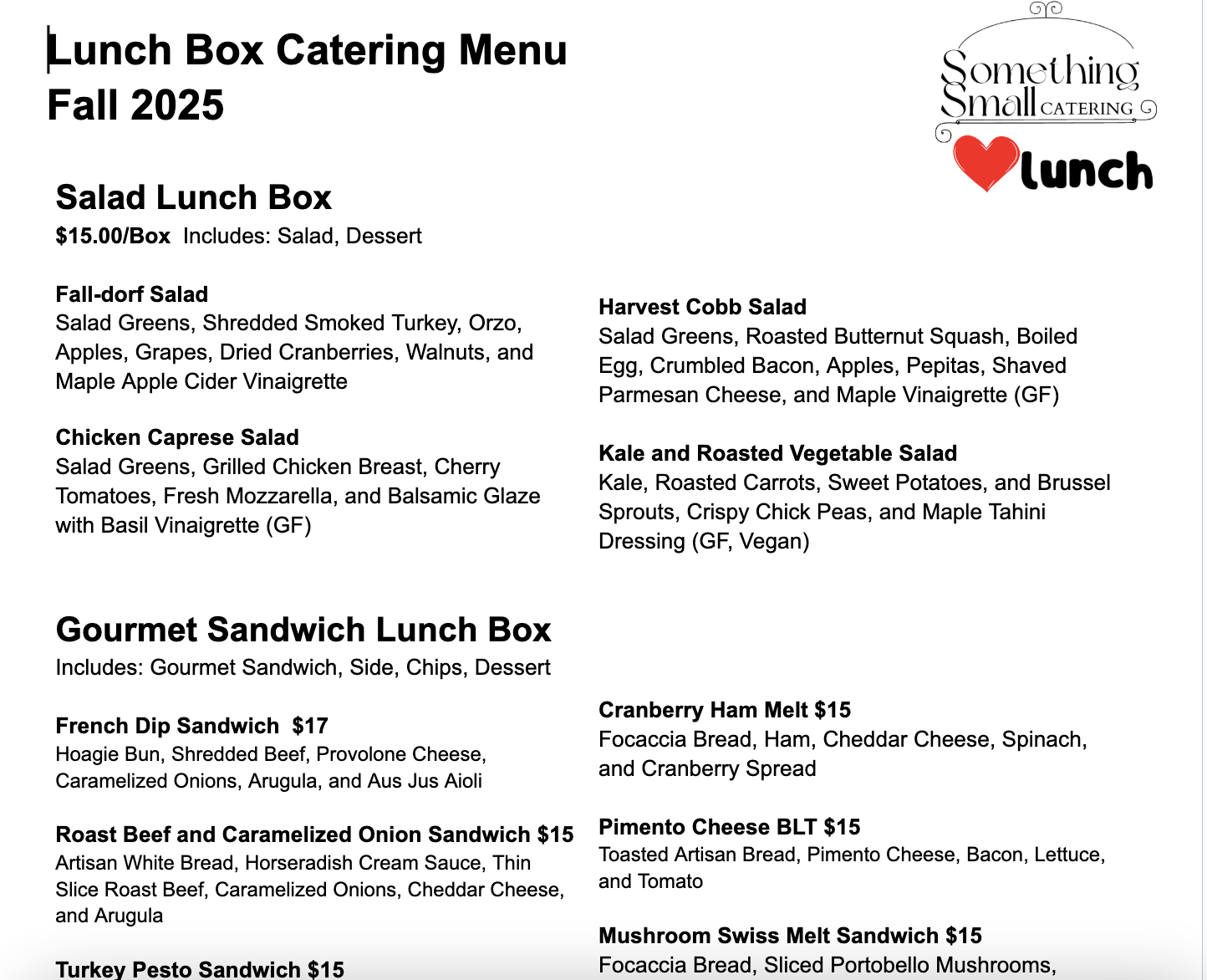 Printable Menu
