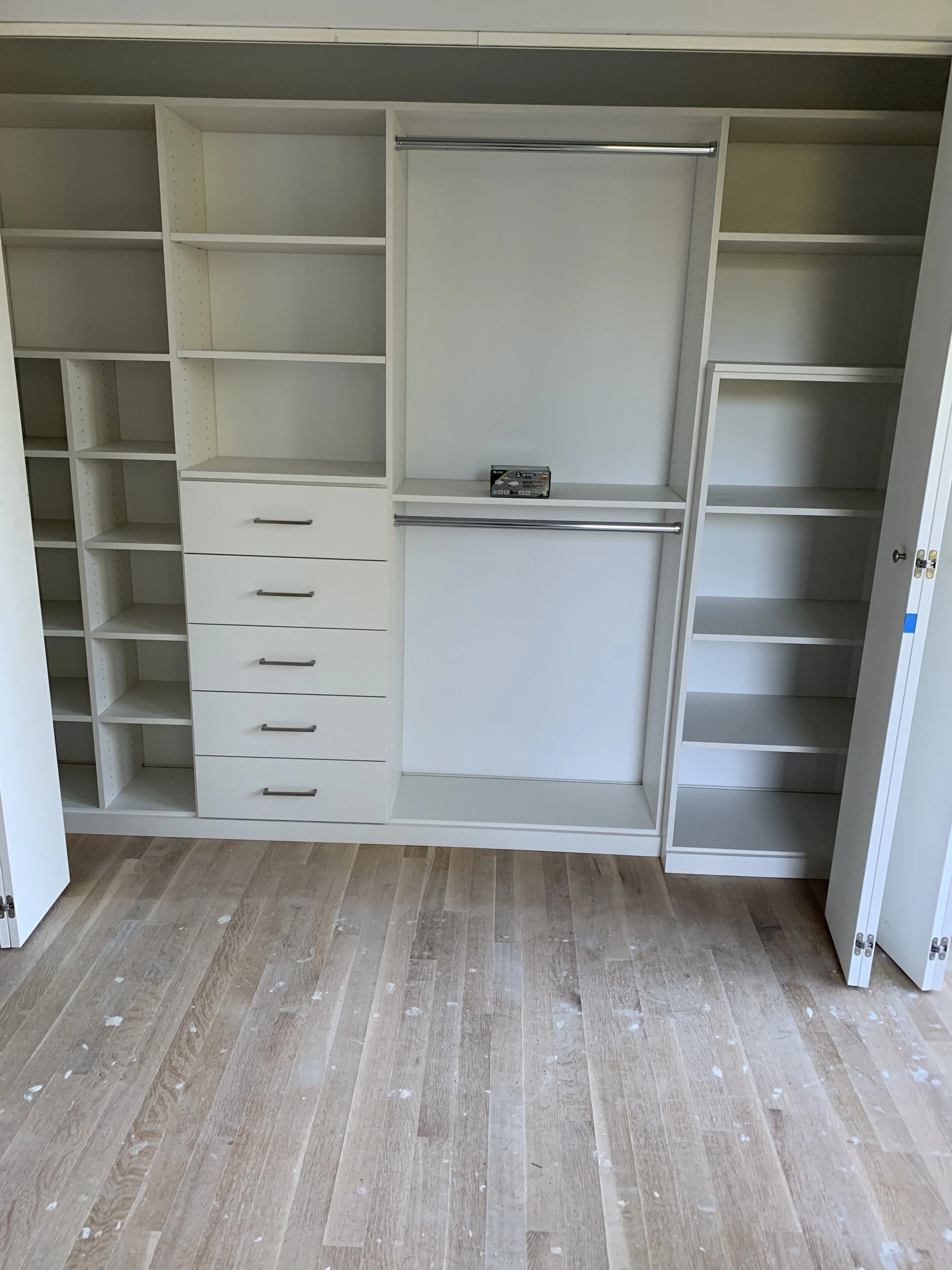 Closet with custom shelving