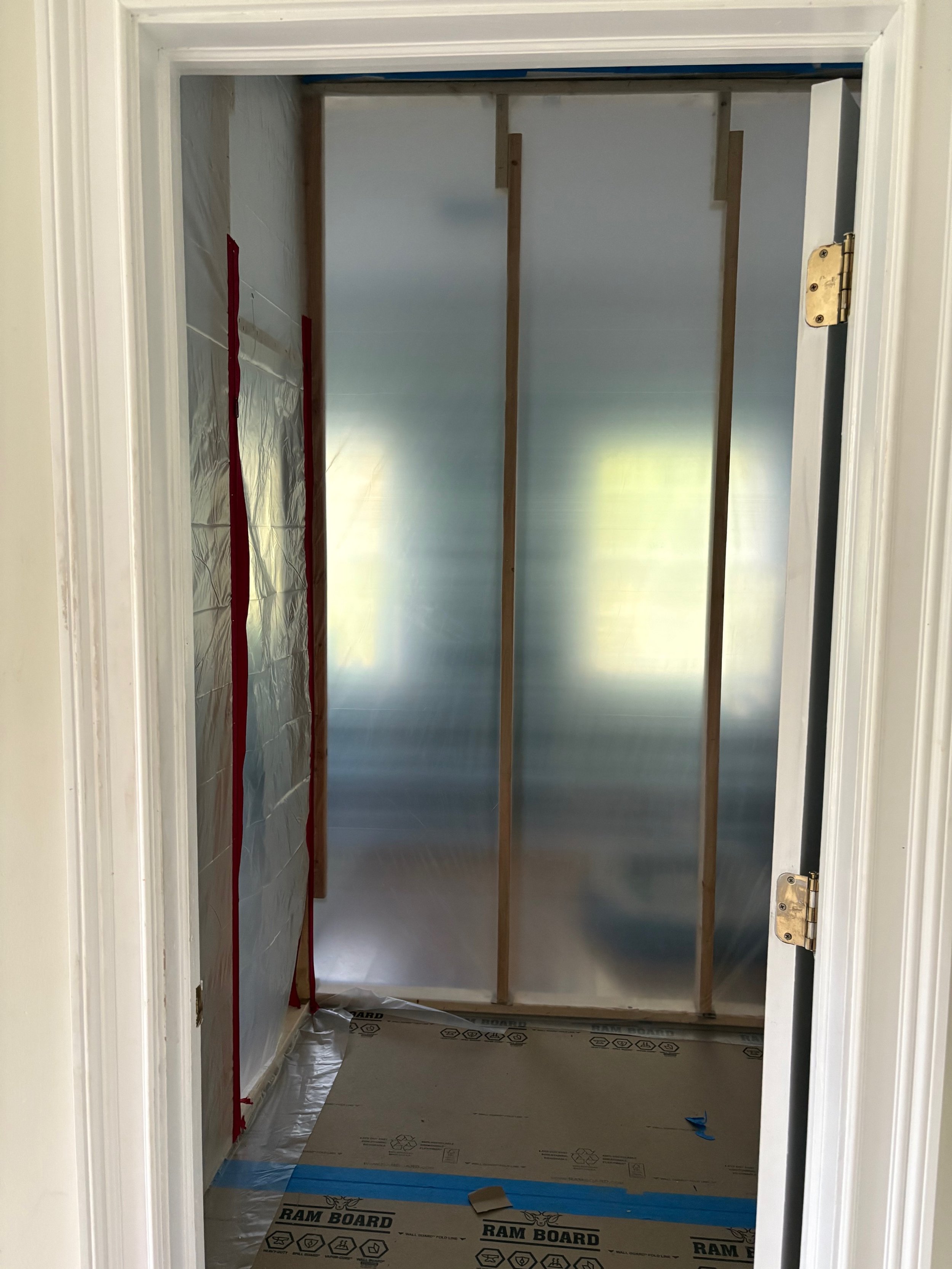 We protect all areas around the work zone.  We install zippered dust protectors so you can access the space around the project.