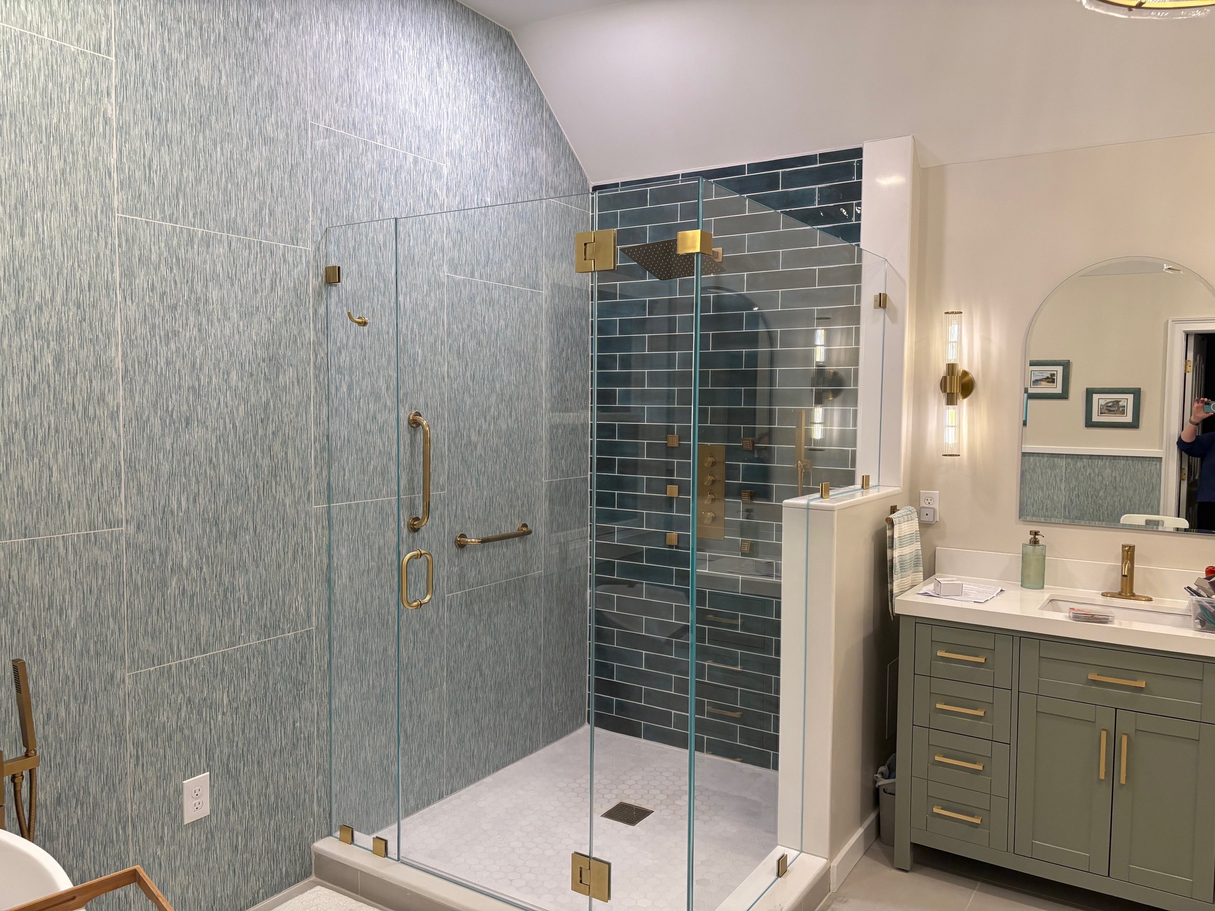 Full view of shower with glass in Newtown, CT