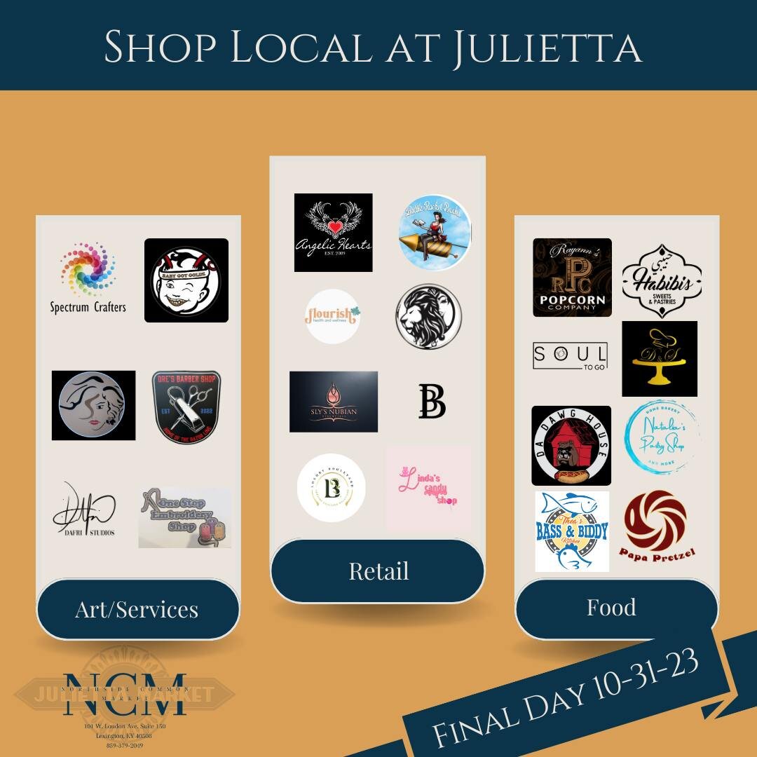 You heard it here! Julietta Market is still open until October 31st. Come get your last minute fixings of popcorn, clothes, and more! The following are those still open in the market: 

Retail -&gt; @angelichearts_ , @bottlerocketbooks , @flourishcbd