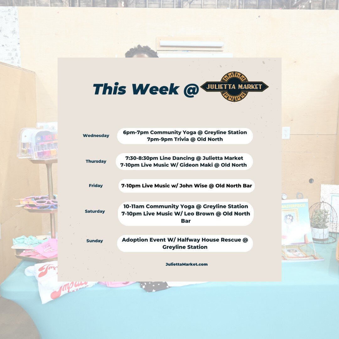 The events for the week of September 4th are here! Old North and Julietta Market are hosting their usuals. Don't miss your chance to experience these great community activities!

#supportlocalky #juliettamarket #smallbusiness #popupshop #eventsinlexi