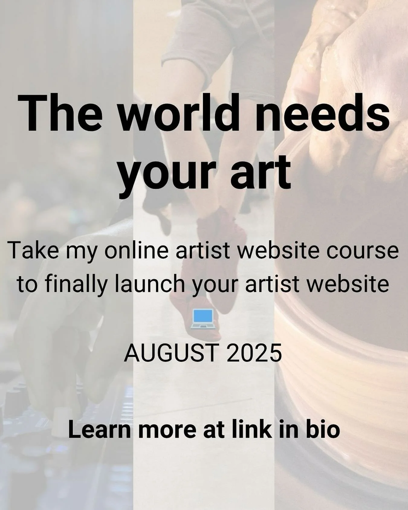 Artist friends - I&rsquo;ve created a website course just for artists. Join me in August to launch or update your website before the fall! I truly believe artists are the antidote to the world&rsquo;s problems right now. We need more uncensored, unfi