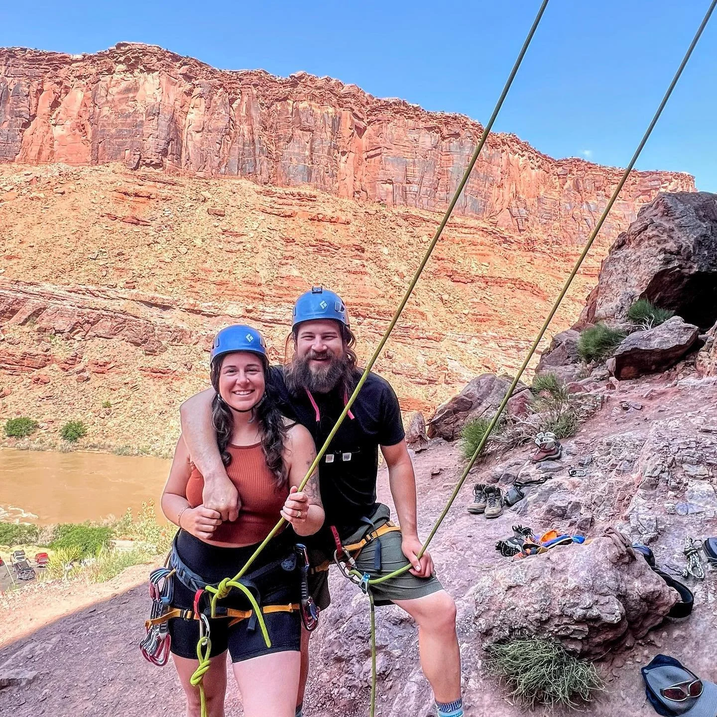 I refused to leave Moab until we were able to go climbing! We are a bit banged up and real sore but we made it to the top of a few climbs and it felt SO GOOD. We will definitely be back to Take Out Beach to get banged up again by the rock that we lov