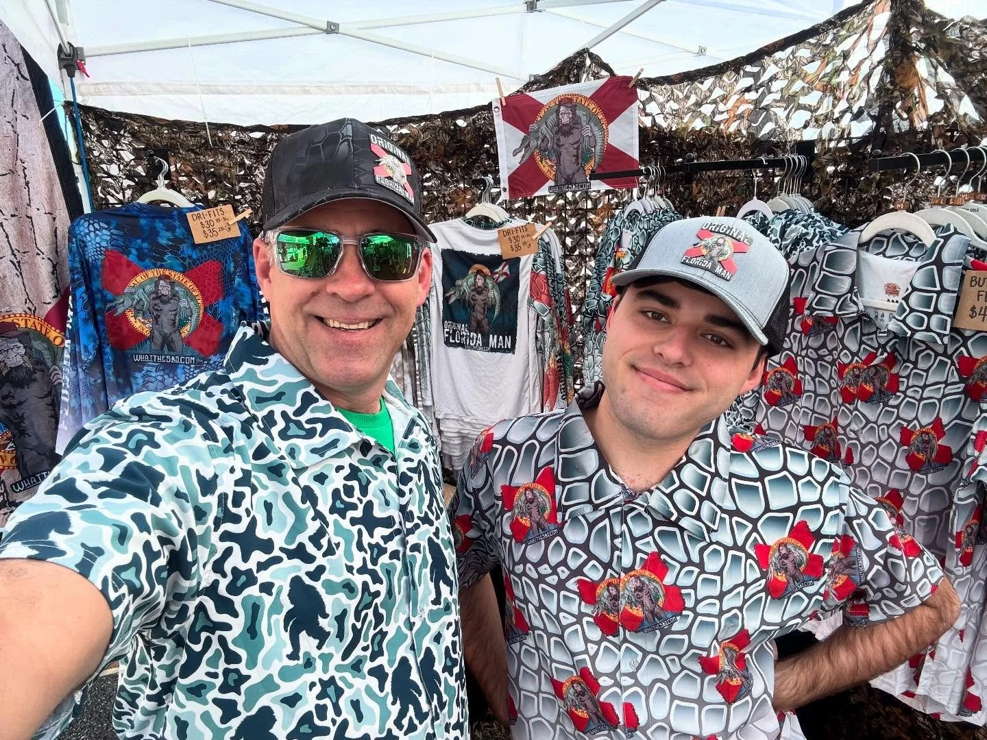 Twinning over here @floridamanateefestival @whatthesas swing over and check us out!!! #floridaman #bigfoot #sasquatch #skunkape #skunkapesighting