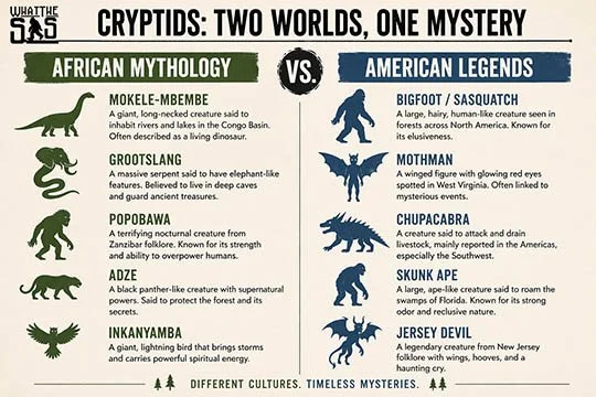 Cryptids in African Mythology vs. American Legends