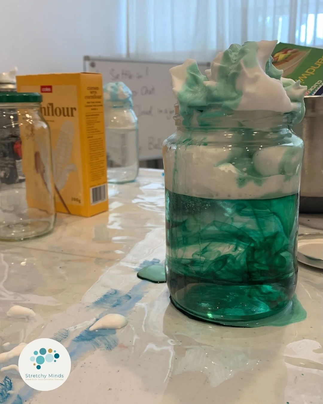 🧪 Our first Stretchy Science group &ndash; messy, investigative and far too much fun! 🧑&zwj;🔬

In our Stretchy Science group we made rain clouds in jars to explore how the rain cycle works, and bouncy balls to understand chemical reactions and som