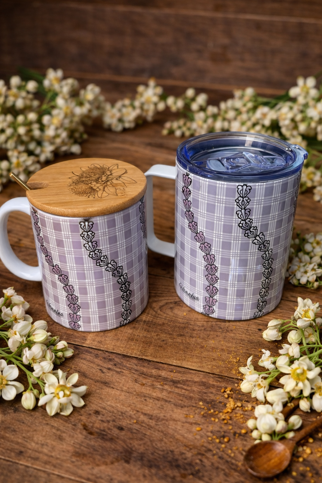 Crown Flower Purple Palaka Designed Mugs 💜🌺