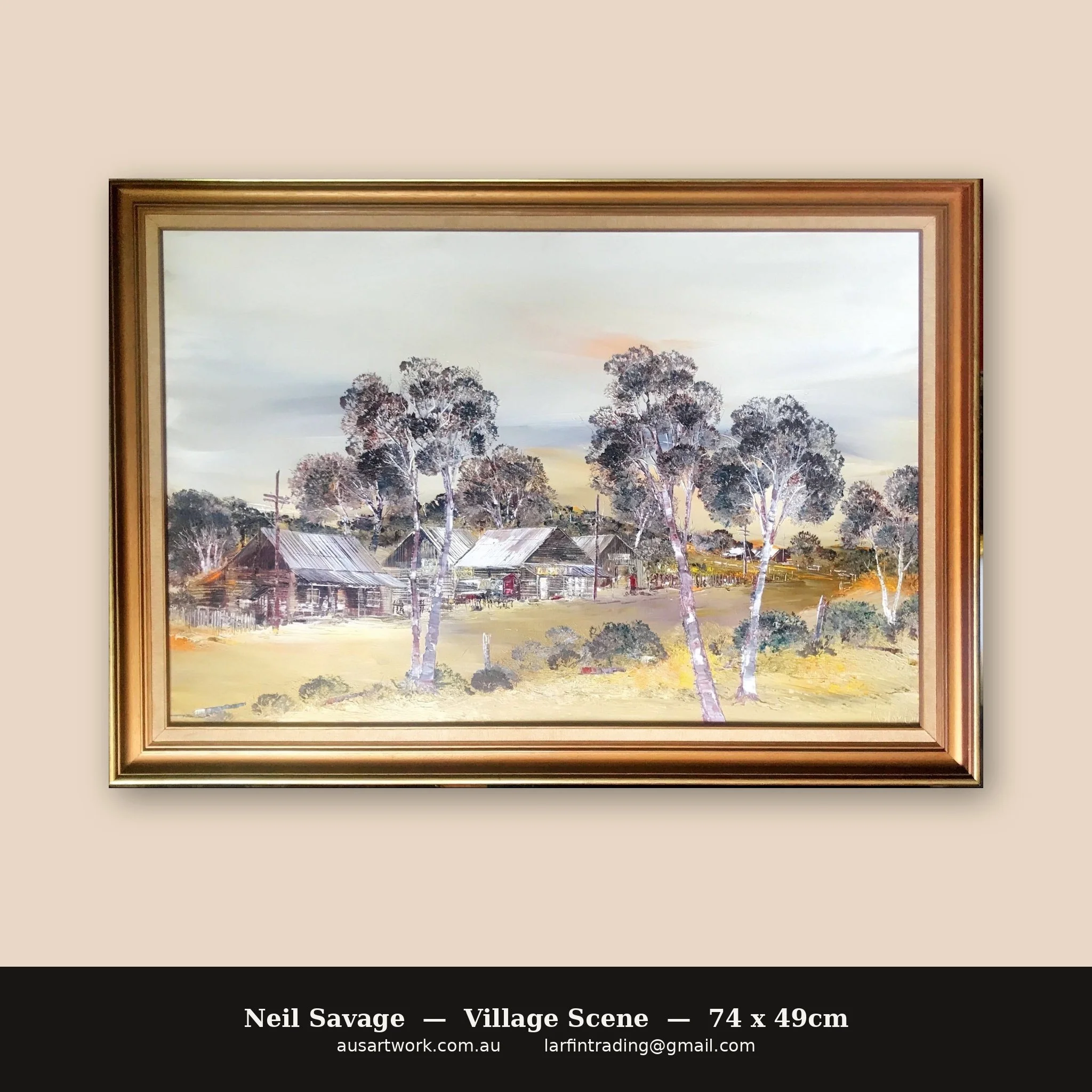 Painting by Neil Savage - Australian Village Scene