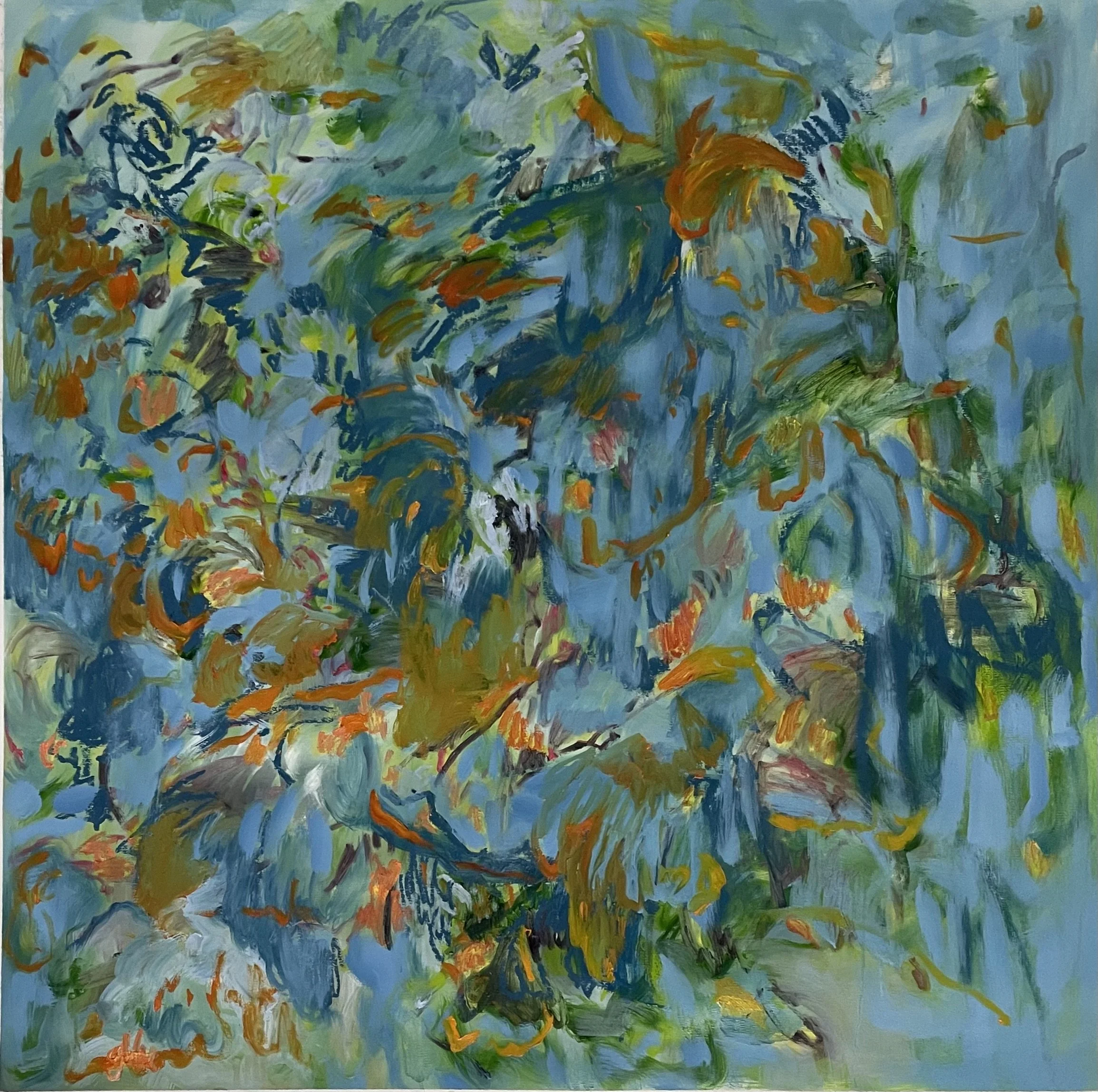 Ek toor in die wind, 2025
Oil and oil stick on canvas
90 x 90.5 x 4 cm