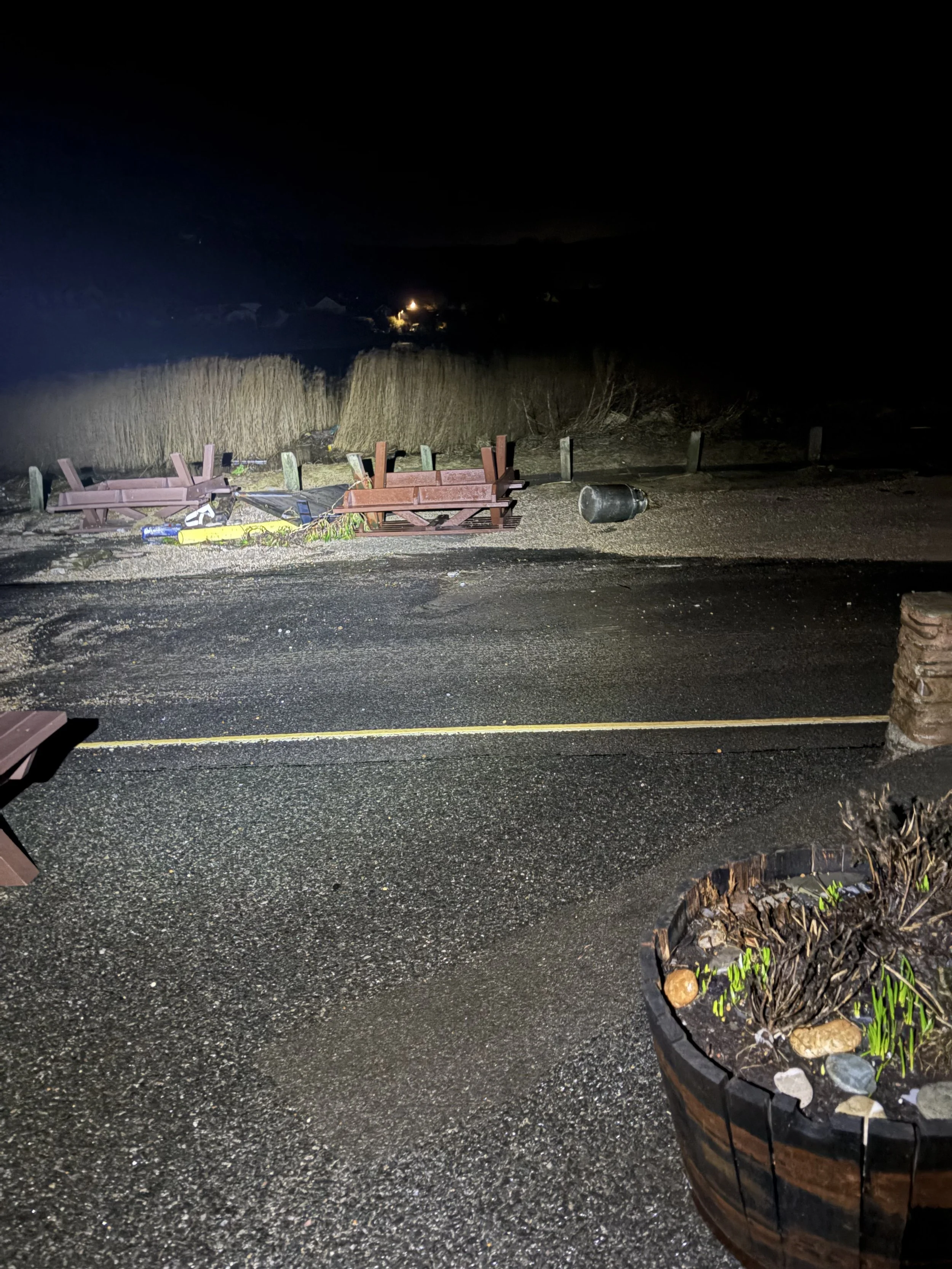 Our benches were washed into the road
