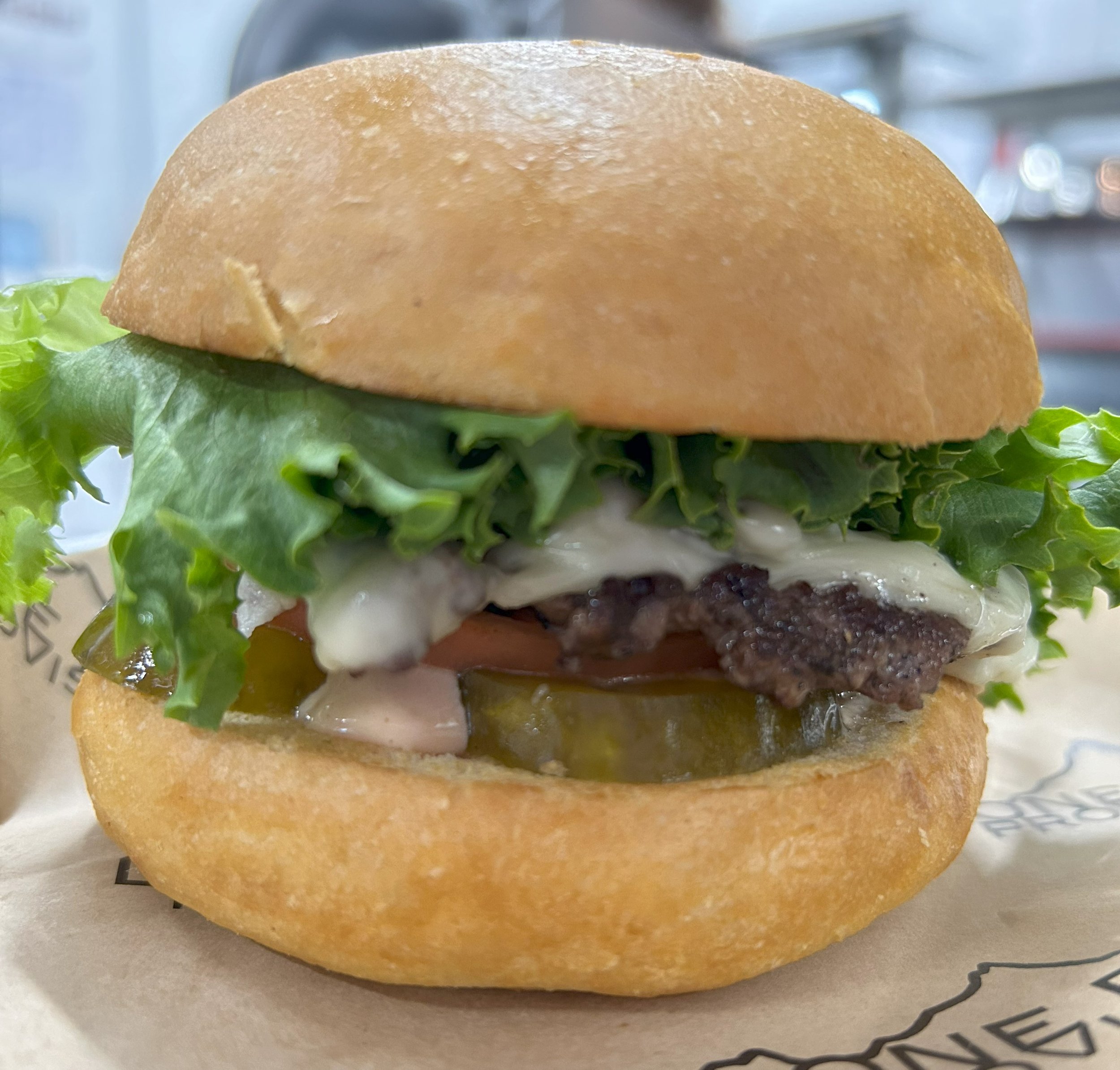 Smashburger made with Montana beef at Lone Peak Provisions in Bozeman, Montana.