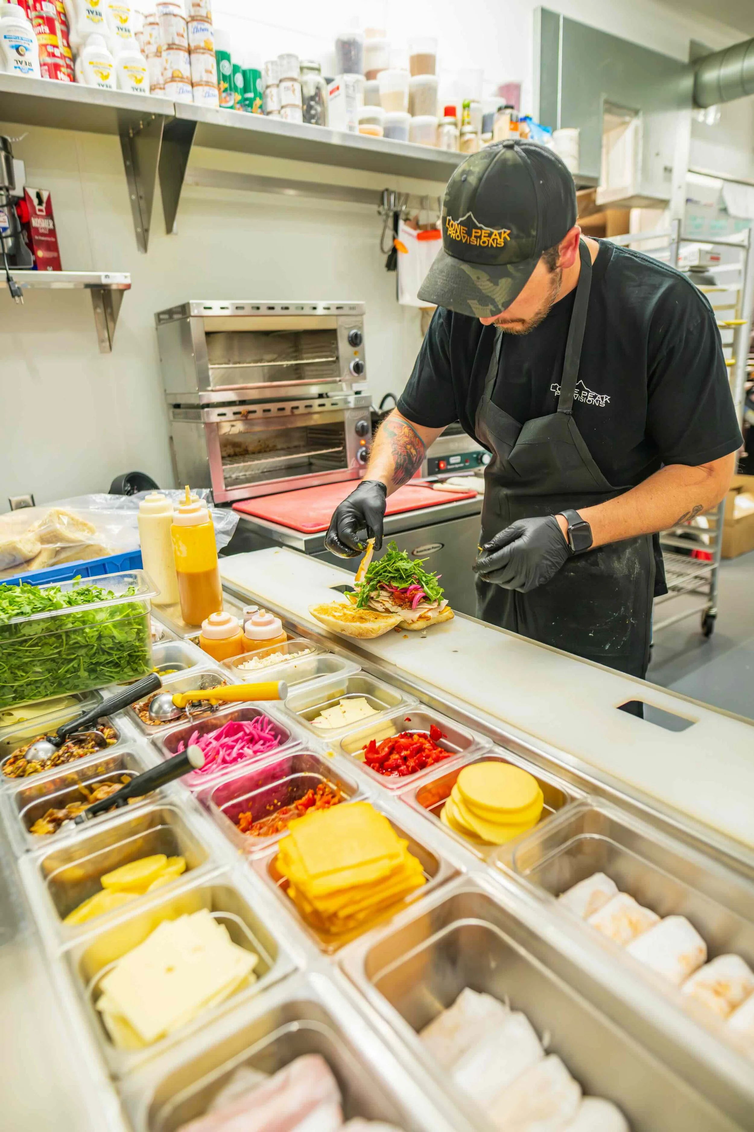 Cold sandwich bar at lone peak provisions. serving lunch in four corners montna.
