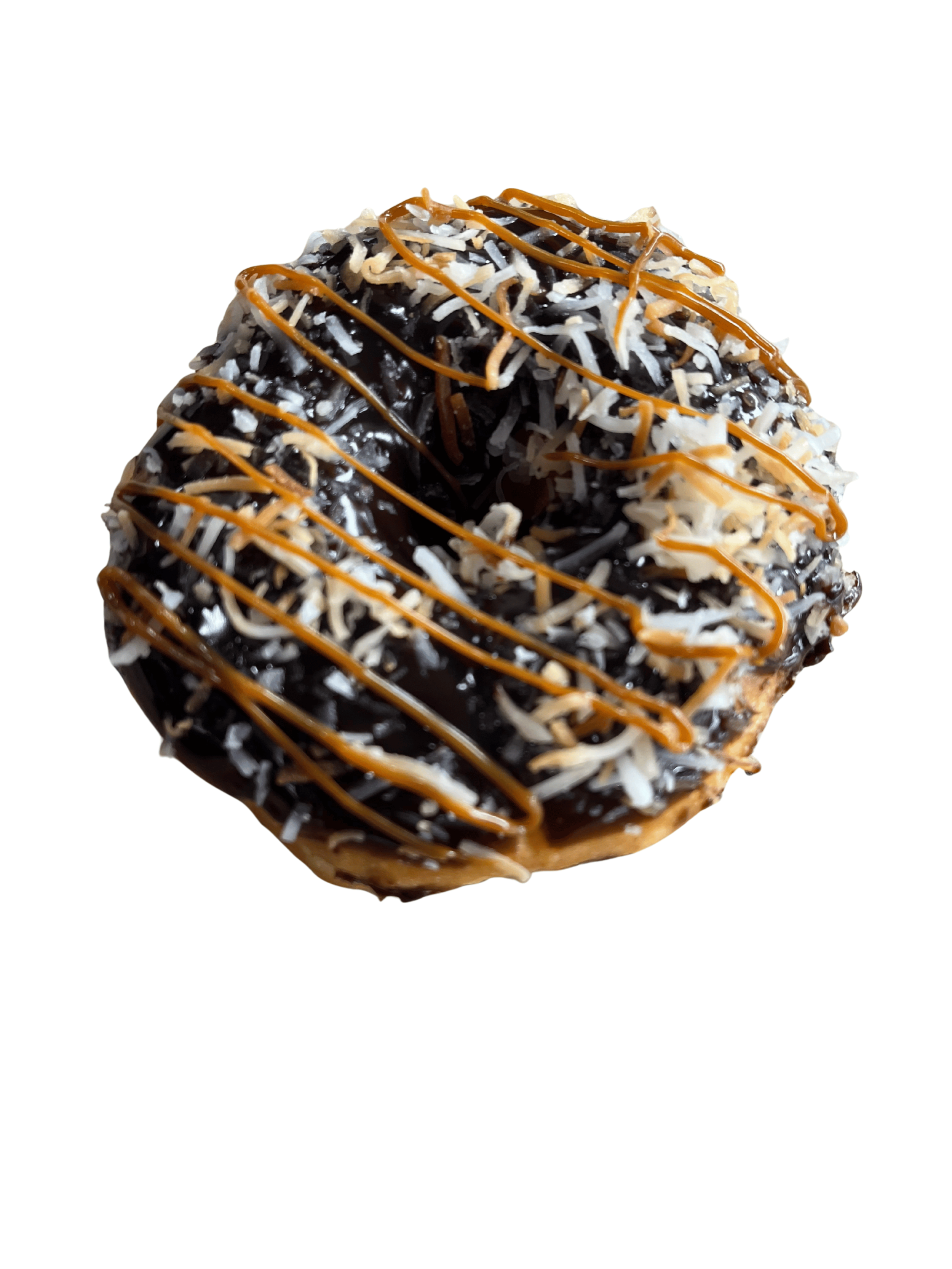 Samoa - chocolate caramel and coconut - beef fat donut at Lone Peak Provisions in Bozeman, Montana. 
