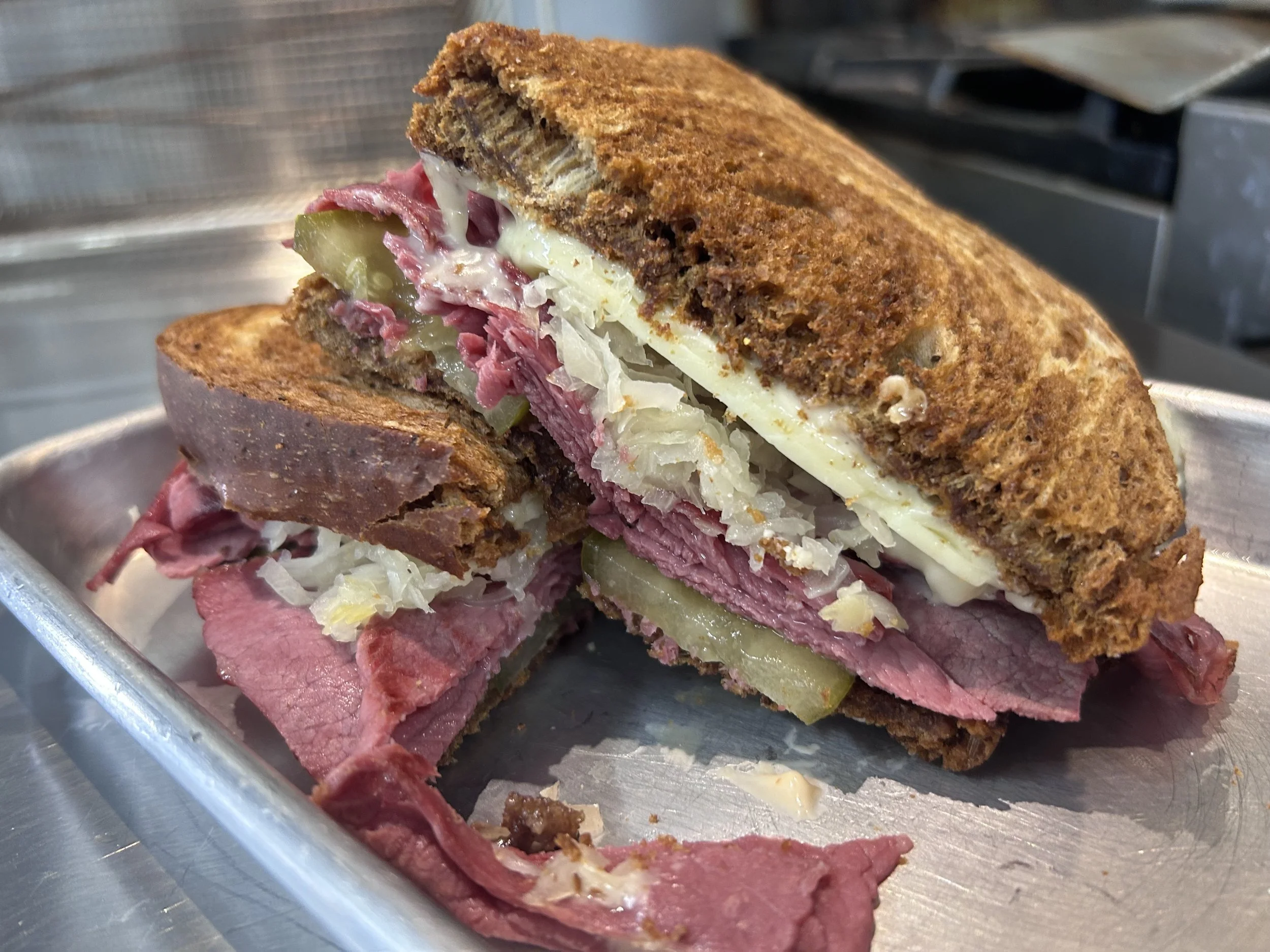 Scratch-made ruben sandwich is part of the daily lunch menu at Lone Peak Provisions in Bozeman, Montana. Available to order online or in-store.
