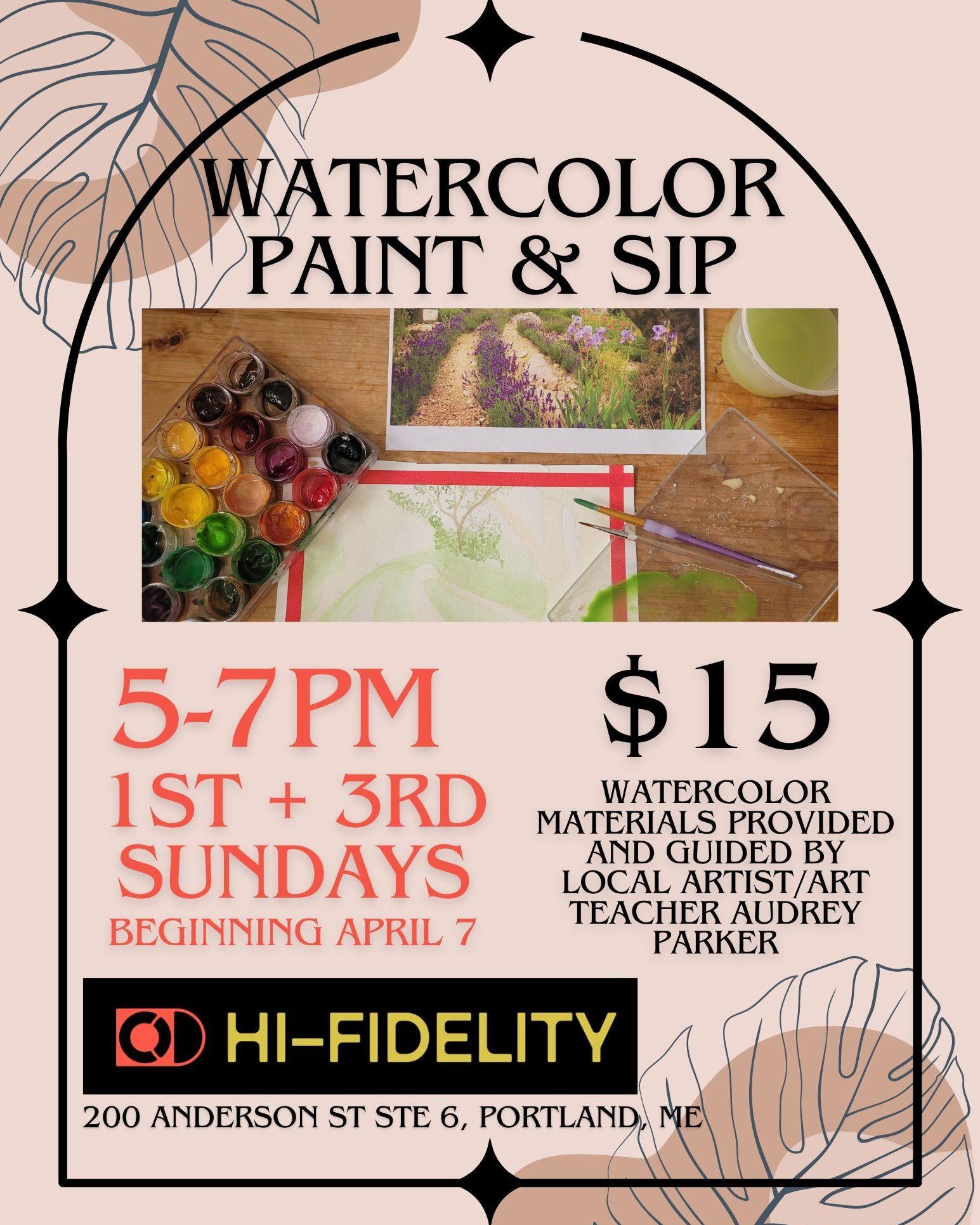 WATERCOLOR PAINT &amp; SIP
Every 1st &amp; 3rd Sunday from 5-7pm, Join artist and art teacher, Audrey Parker in a guided evening of watercolor painting while you enjoy some low ABV beer! Materials provided for just $15!

#PaintAndSip #WatercolorPaint