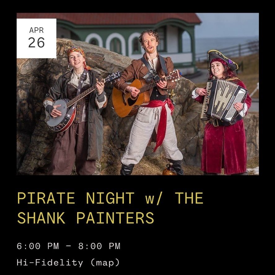 Fourth Friday Sea Shanties! 6pm - 8pm!

Come stomp your friggin feet and jam out with Portland's own band of pirates, @shankpainters!

#SeaShanties #LiveMusic #ShankPainters #PirateJams #MusicEvent #PortlandMusic #FrigginFeetStompin #SeaSongs #LocalB