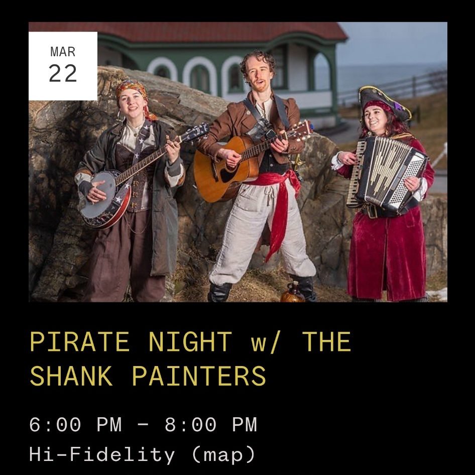 Fourth Friday Sea Shanties! 6pm - 8pm!

Come stomp your friggin feet and jam out with Portland's own band of pirates, @shankpainters!

#SeaShanties #LiveMusic #ShankPainters #PirateJams #MusicEvent #PortlandMusic #FrigginFeetStompin #SeaSongs #LocalB