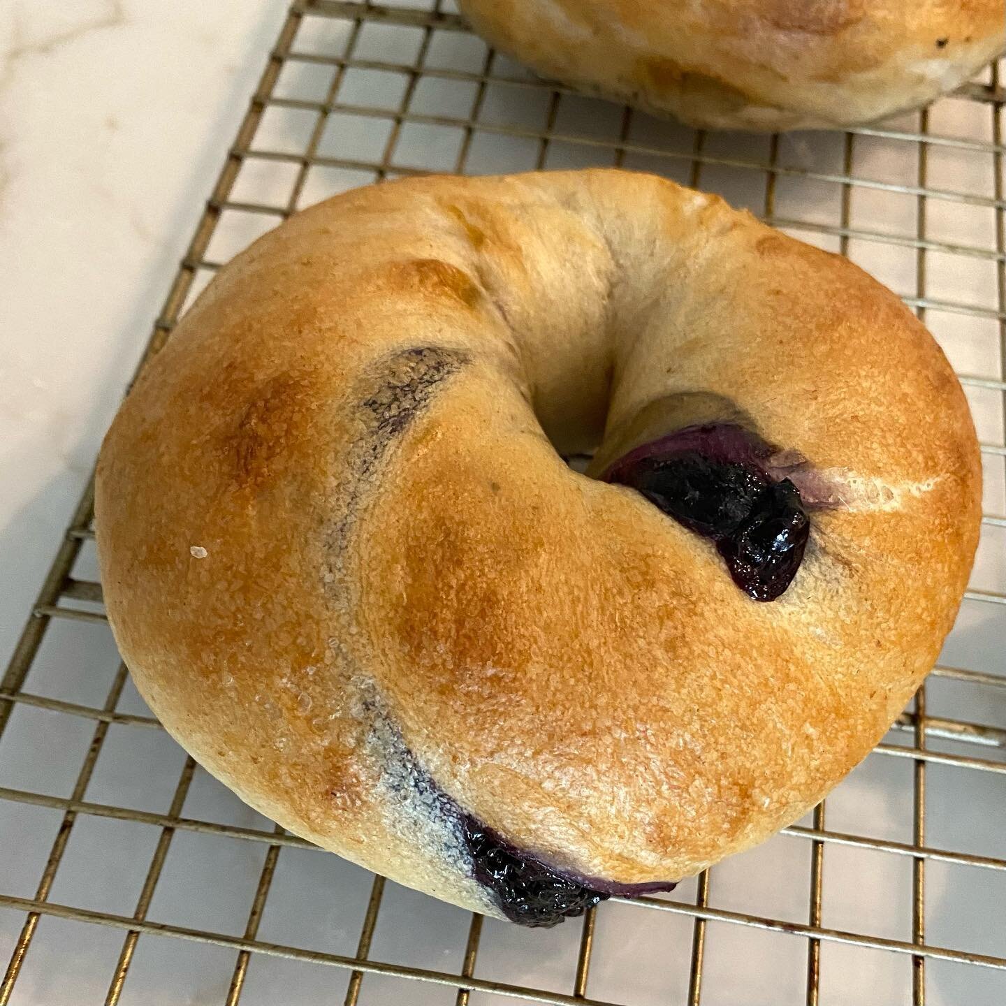 Sourdough bagels! It&rsquo;s hard to wait for them to cool off.